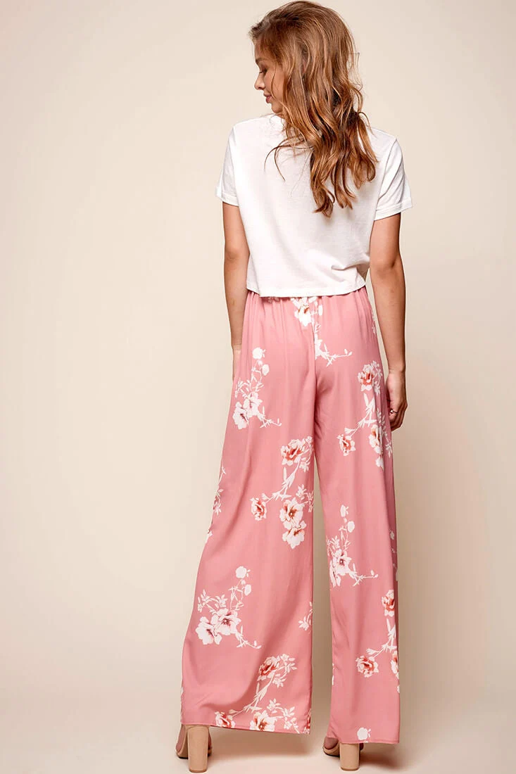 Kaya Wide Leg Floral Pants Blush - Image 5