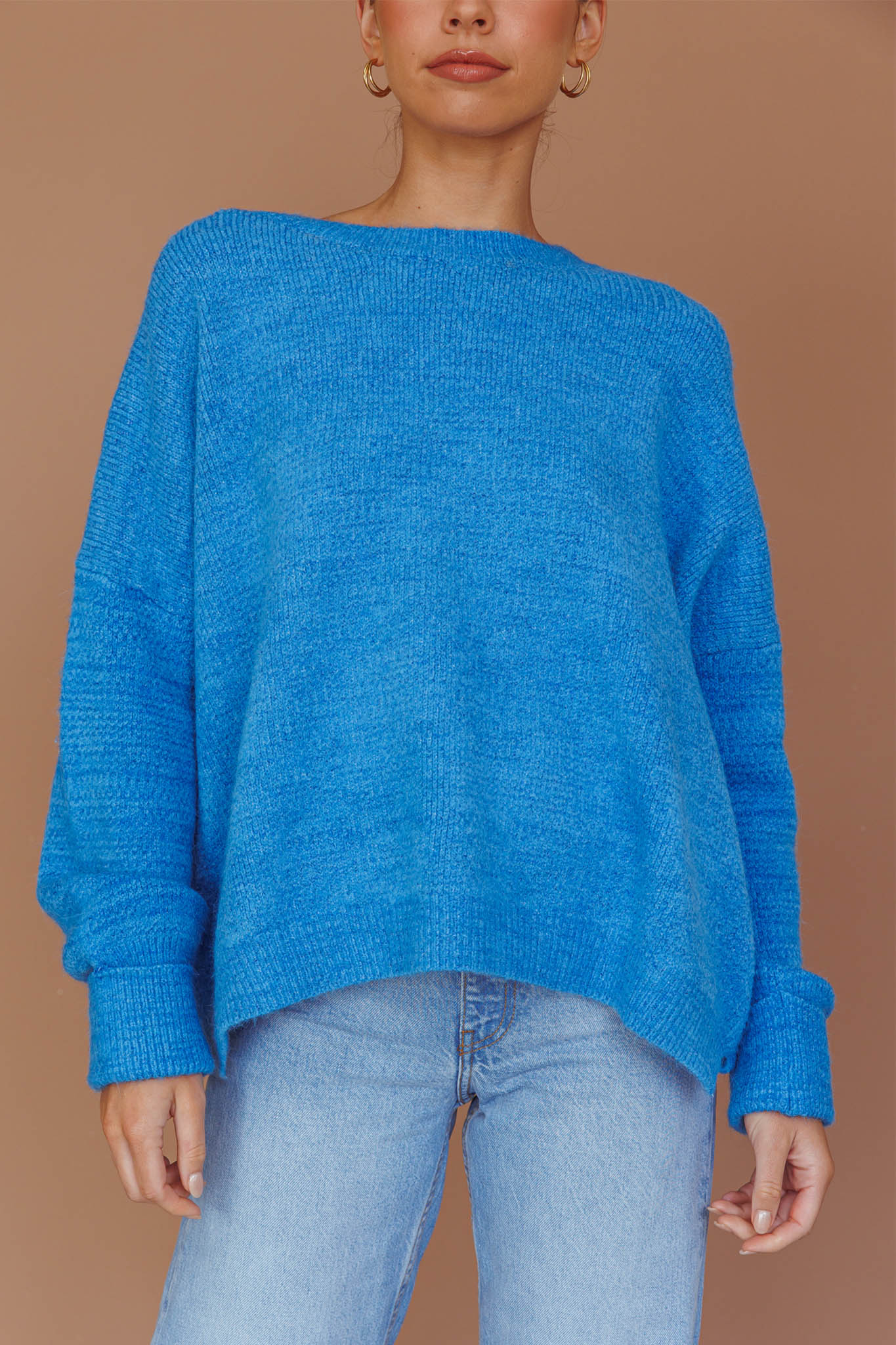 Kayce Dropped Shoulder Knit Sweater Cerulean - Image 4