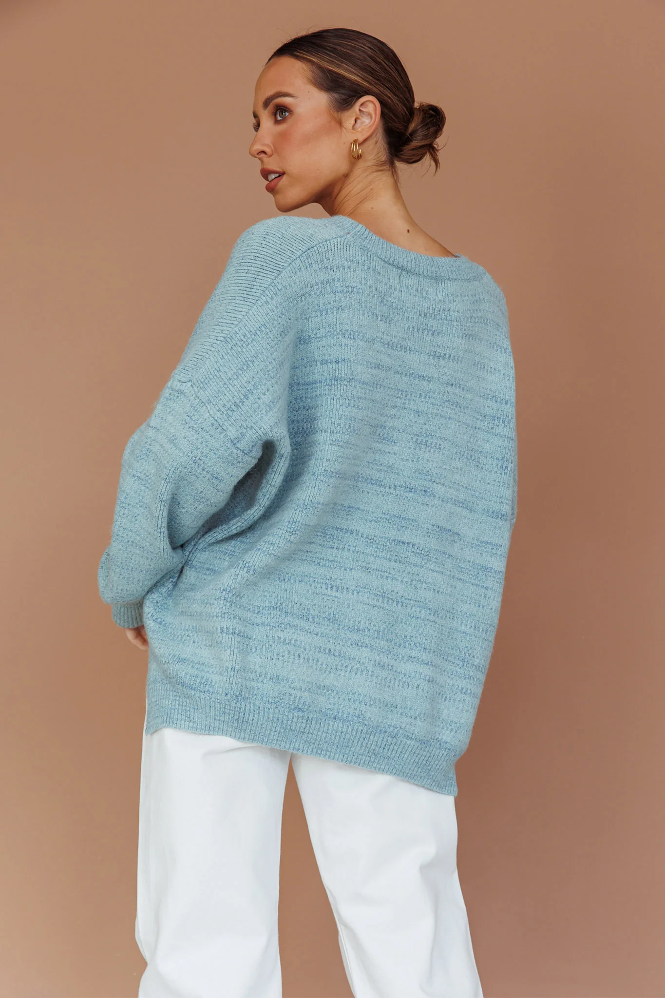 Kayce Dropped Shoulder Knit Sweater Sky Blue - Image 2