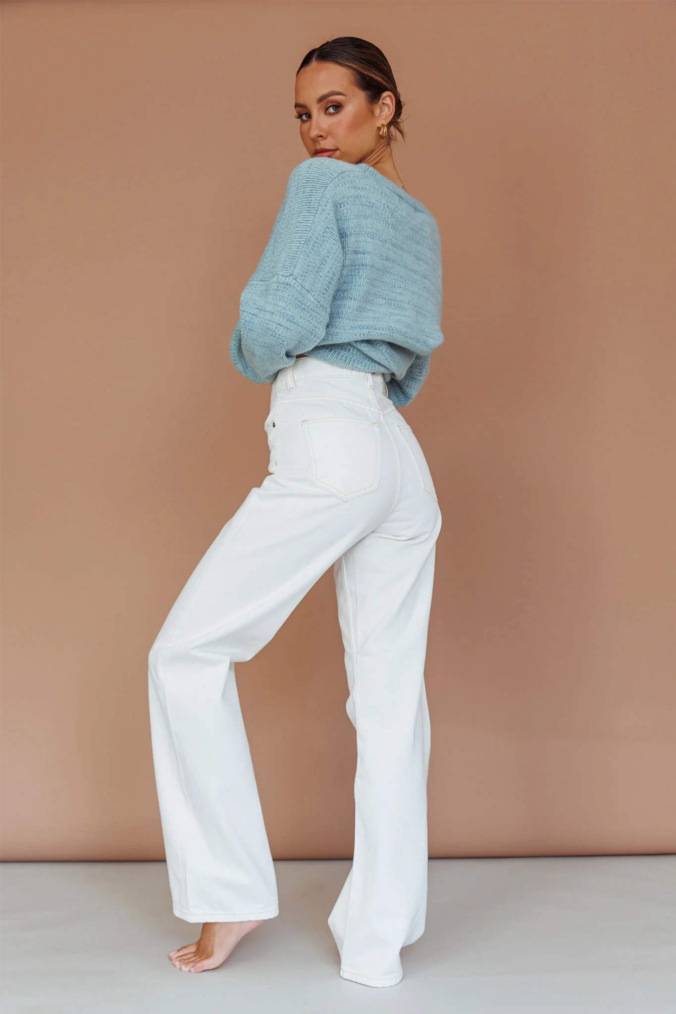 Kayce Dropped Shoulder Knit Sweater Sky Blue - Image 8