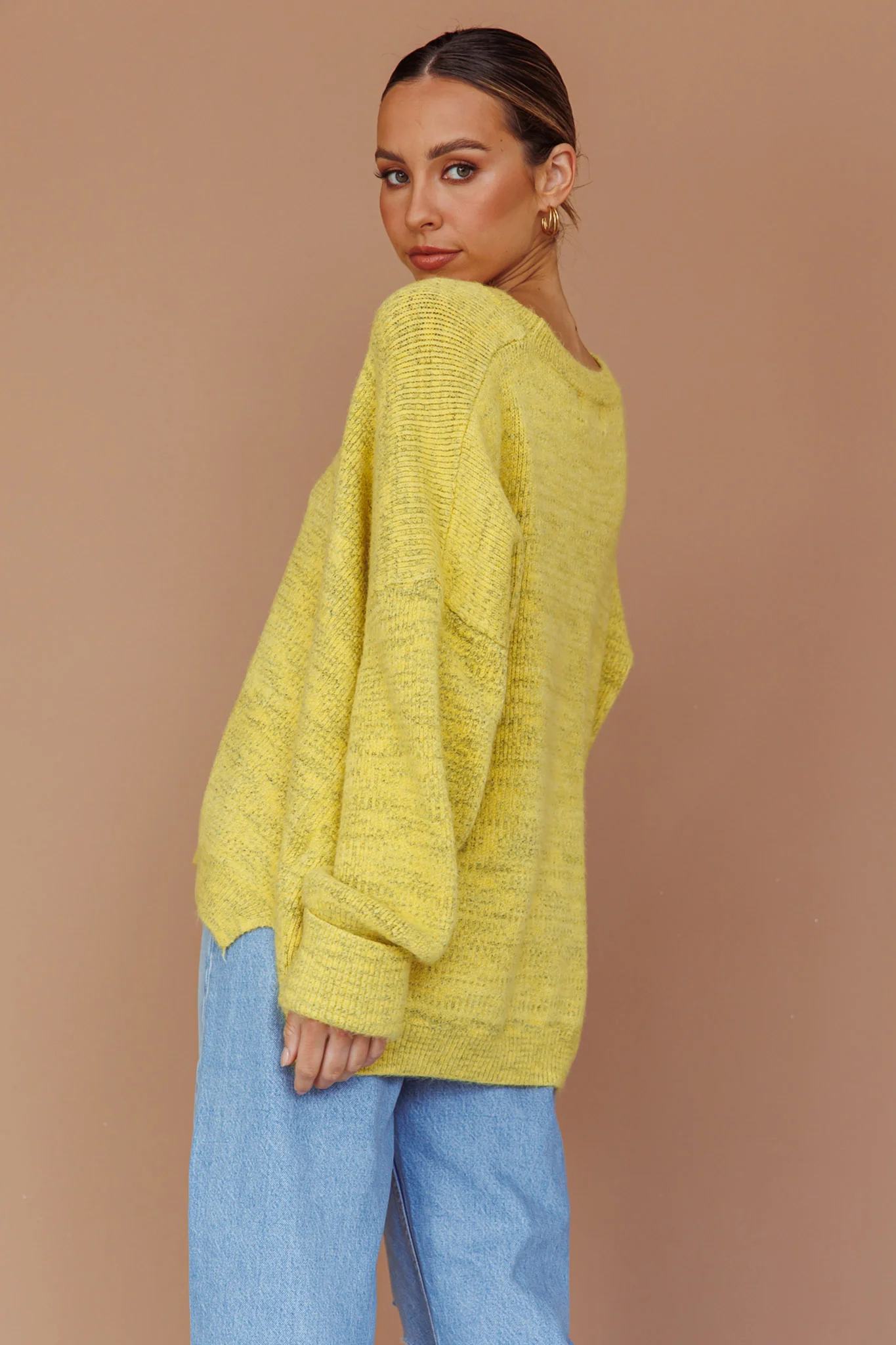 Kayce Dropped Shoulder Knit Sweater Yellow - Image 2