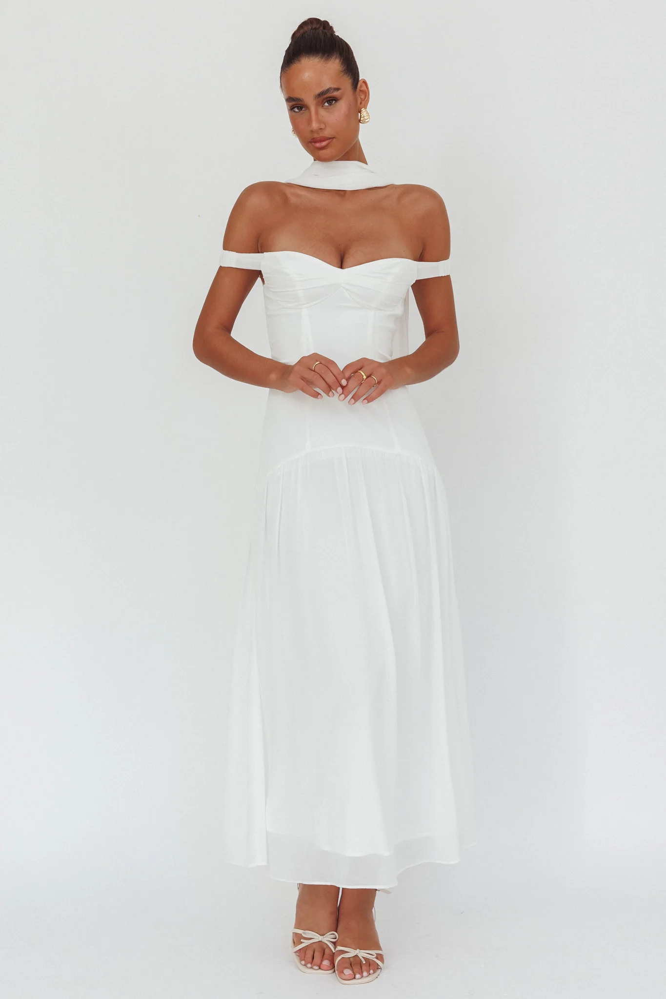 Kaycee Drop Waist Maxi Dress White - Image 4