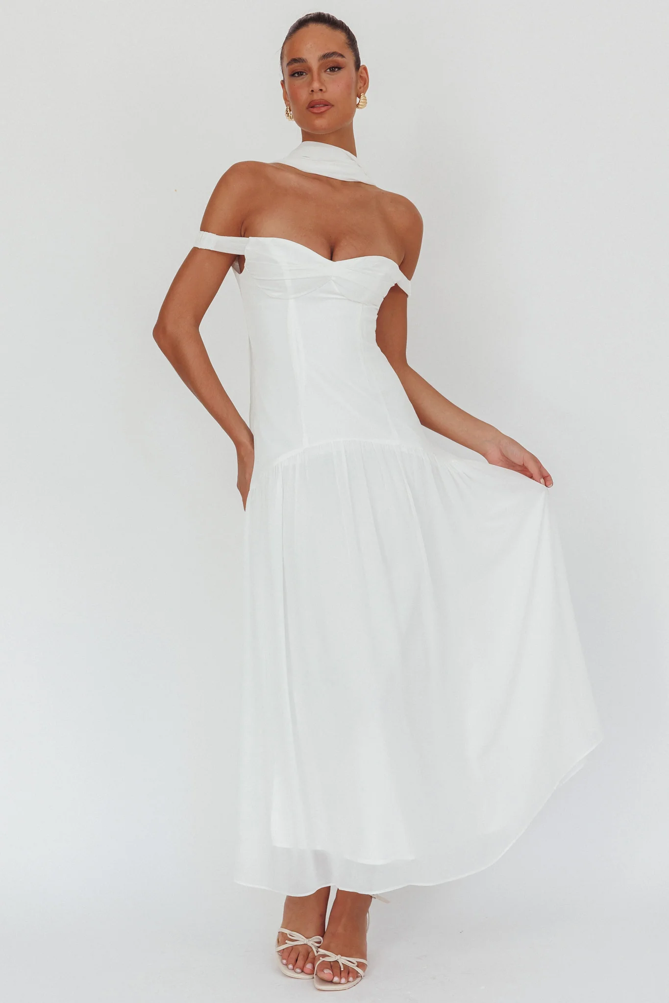 Kaycee Drop Waist Maxi Dress White - Image 5