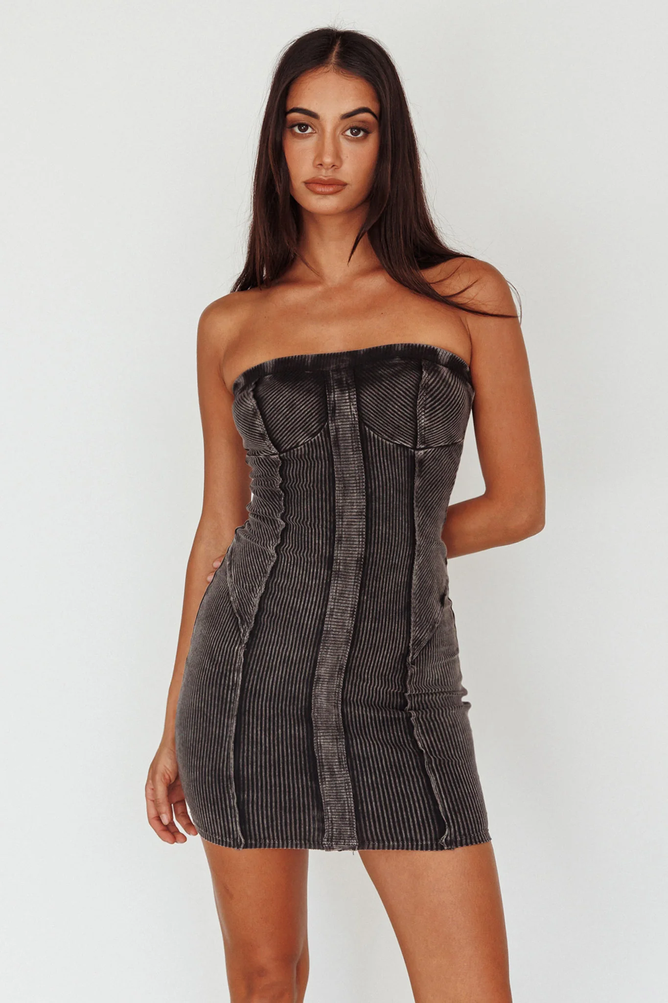 Keep Up Ribbed Bodycon Mini Dress Black - Image 5