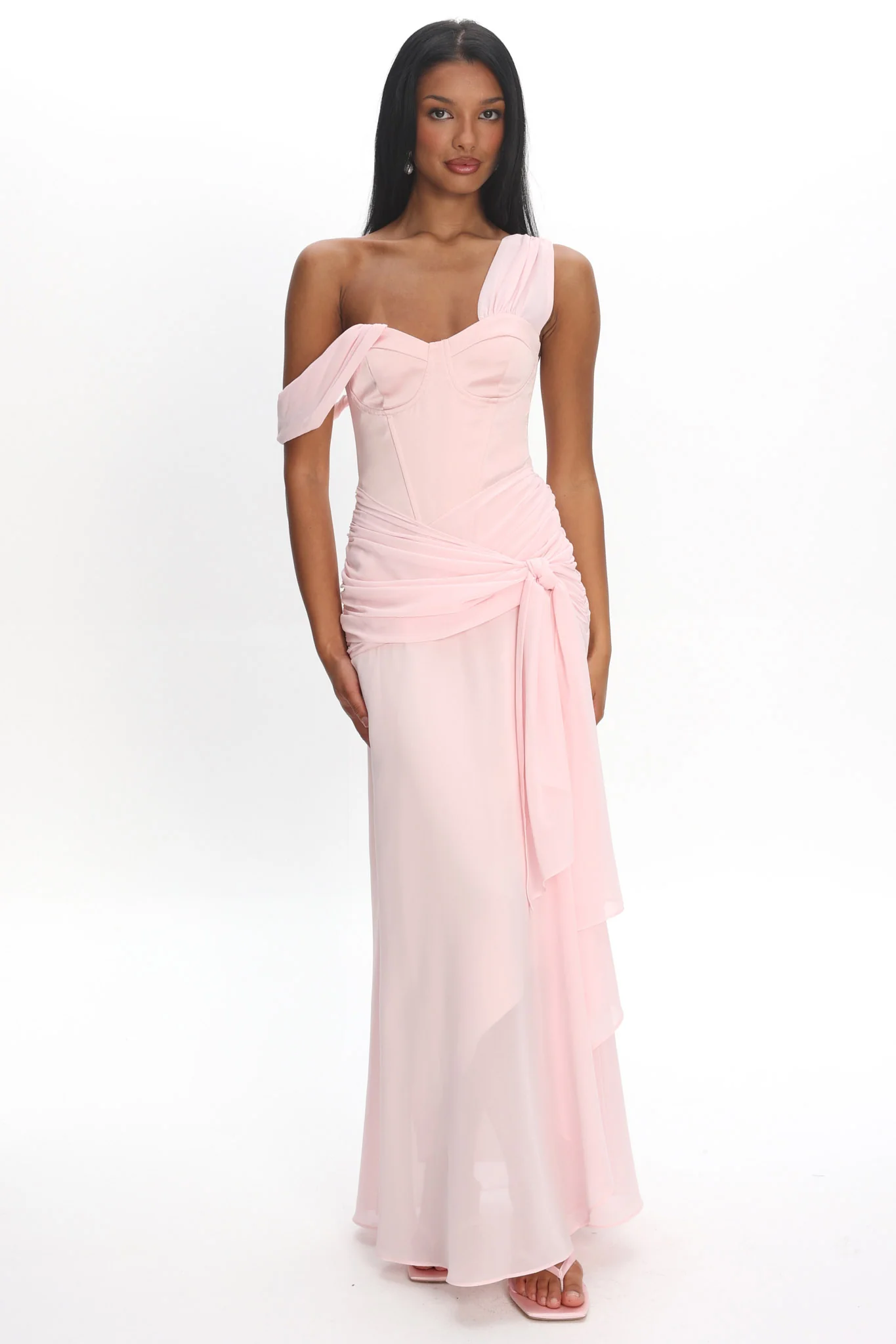 Keia Waist Sash Maxi Dress Powder Pink - Image 2