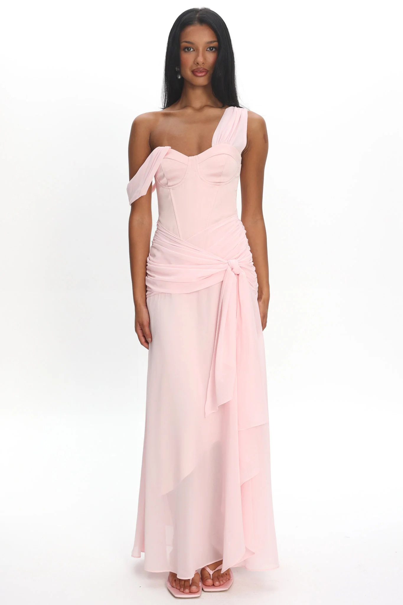 Keia Waist Sash Maxi Dress Powder Pink - Image 5