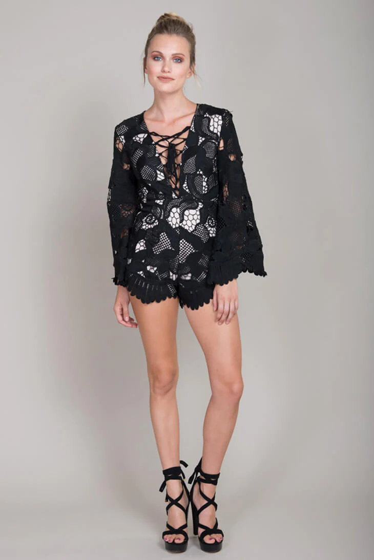 Kendall Lace Romper Black - Image 3