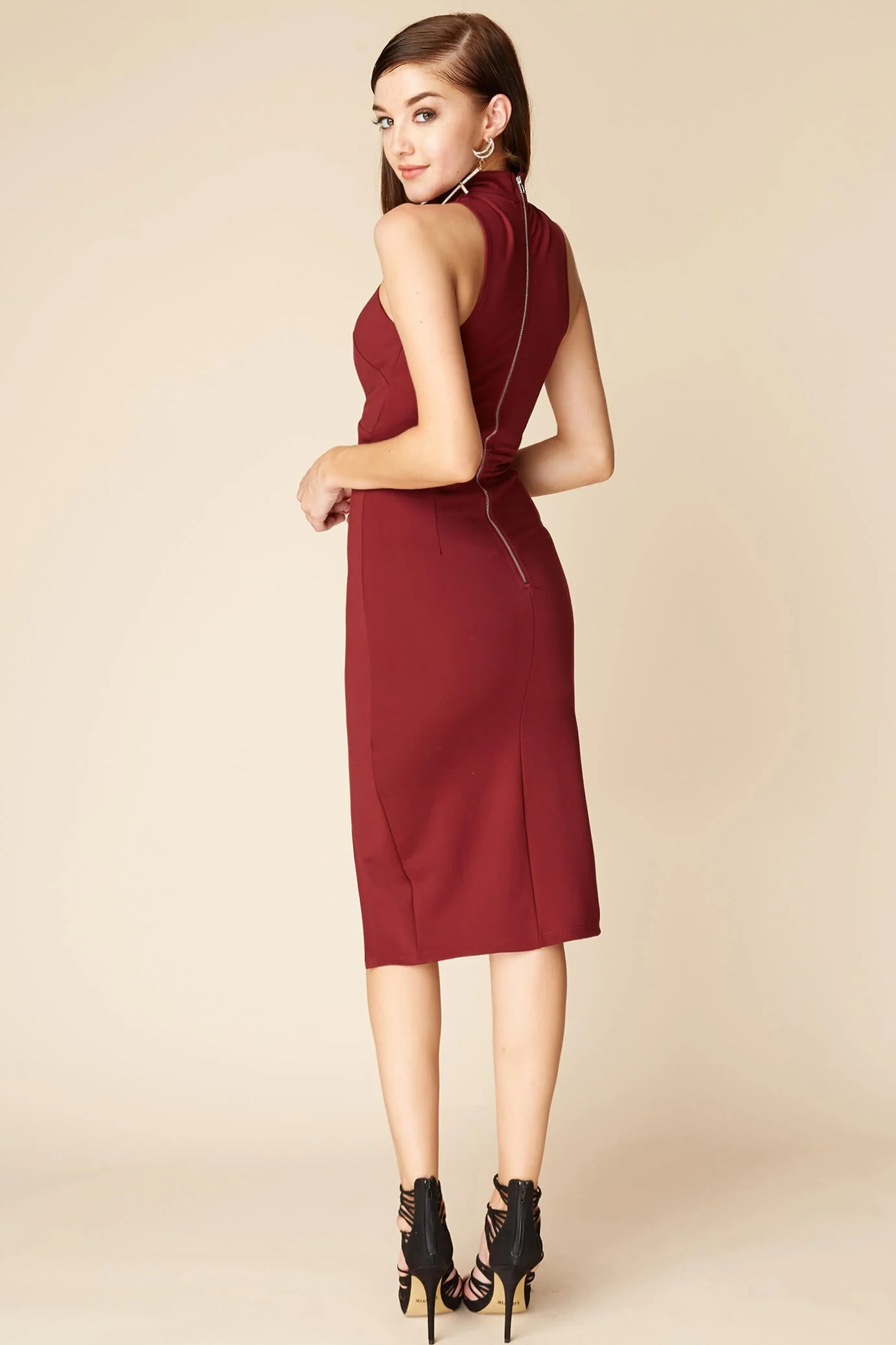 Kennedy Halter Top Midi Dress Berry - Image 4