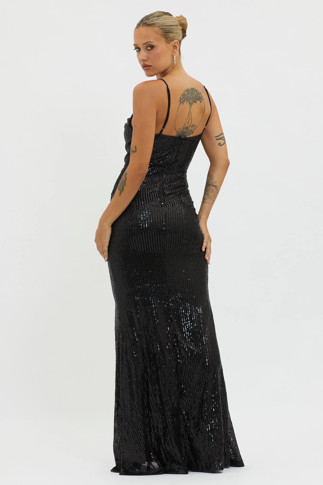 Kerene Spit Sequin Maxi Dress Black - Image 2