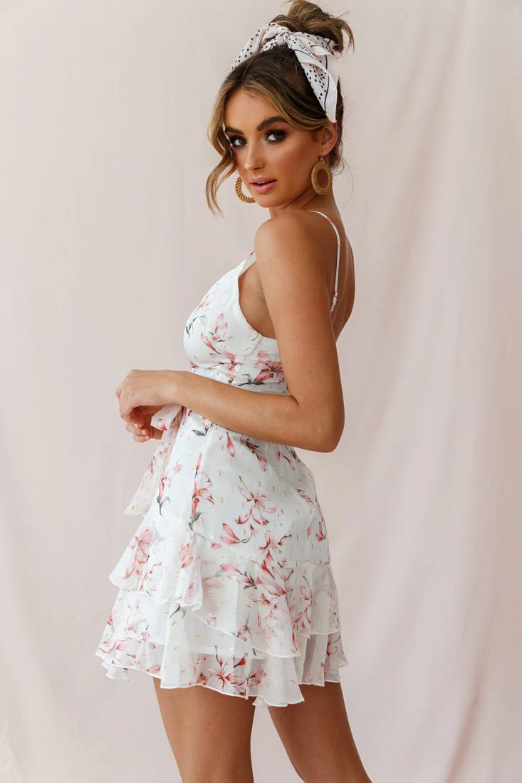 Kerry Floral Layered Dress Beige & Pink - Image 3