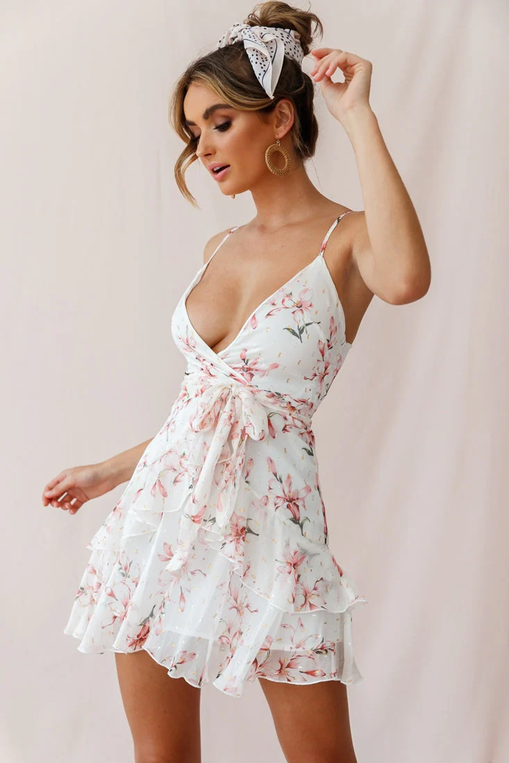 Kerry Floral Layered Dress Beige & Pink - Image 5