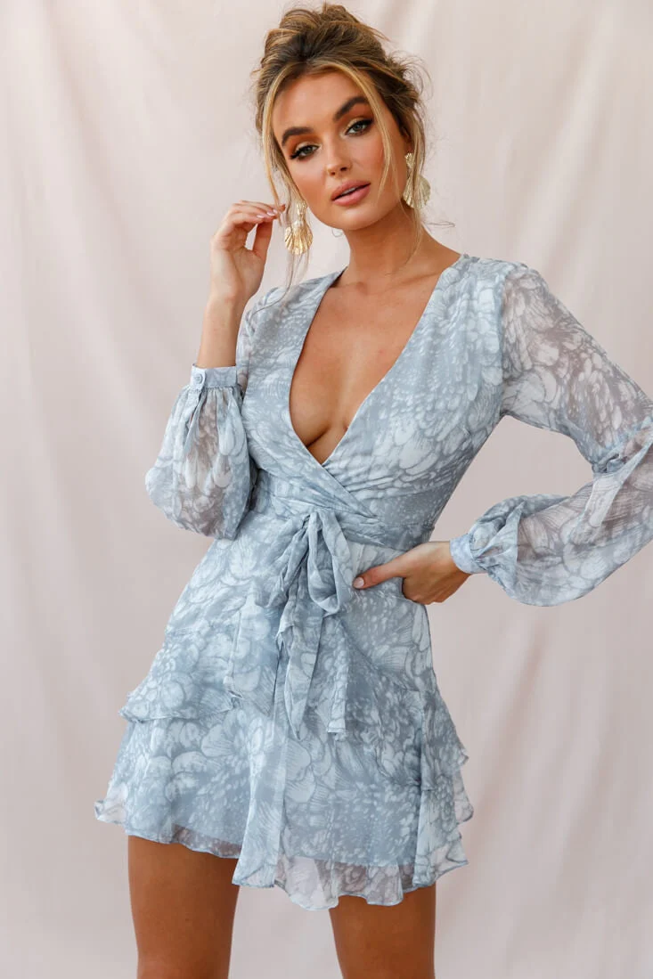 Kerry Layered Balloon Sleeve Dress Grey - Image 6
