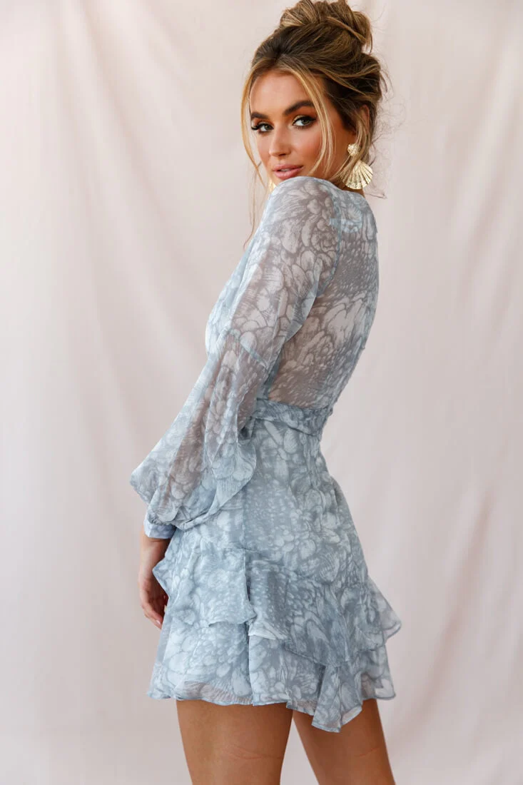 Kerry Layered Balloon Sleeve Dress Grey - Image 8
