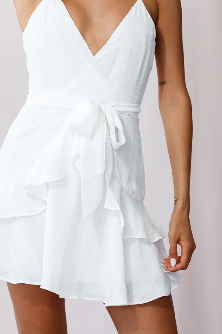 Kerry Layered Ruffle Cami Strap Dress White - Image 4