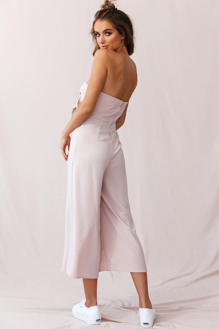 Khloe Summer Bow Tie Jumpsuit Blush - Image 3