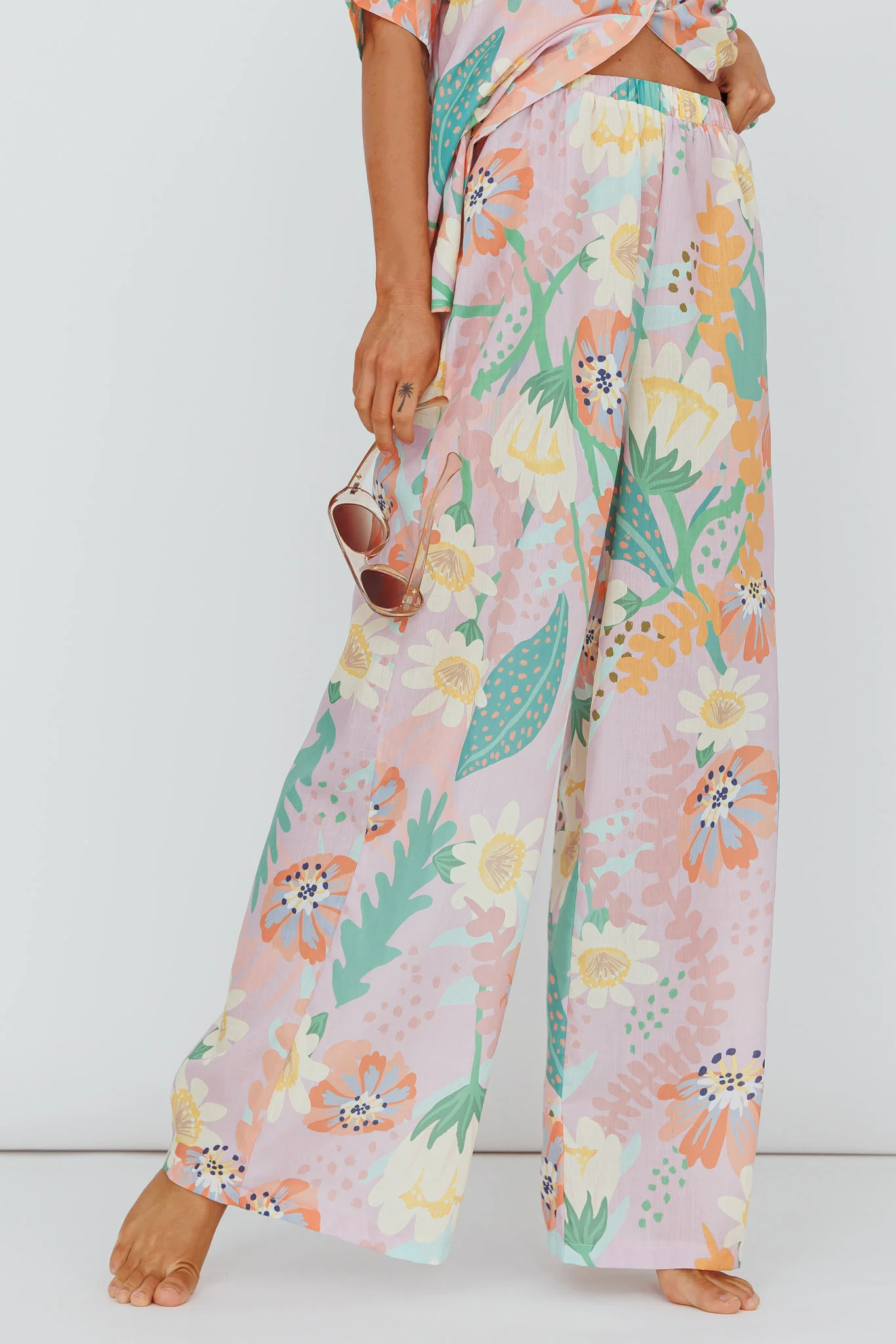 Kiko Wide Leg Pants Print Pink Multi - Image 4