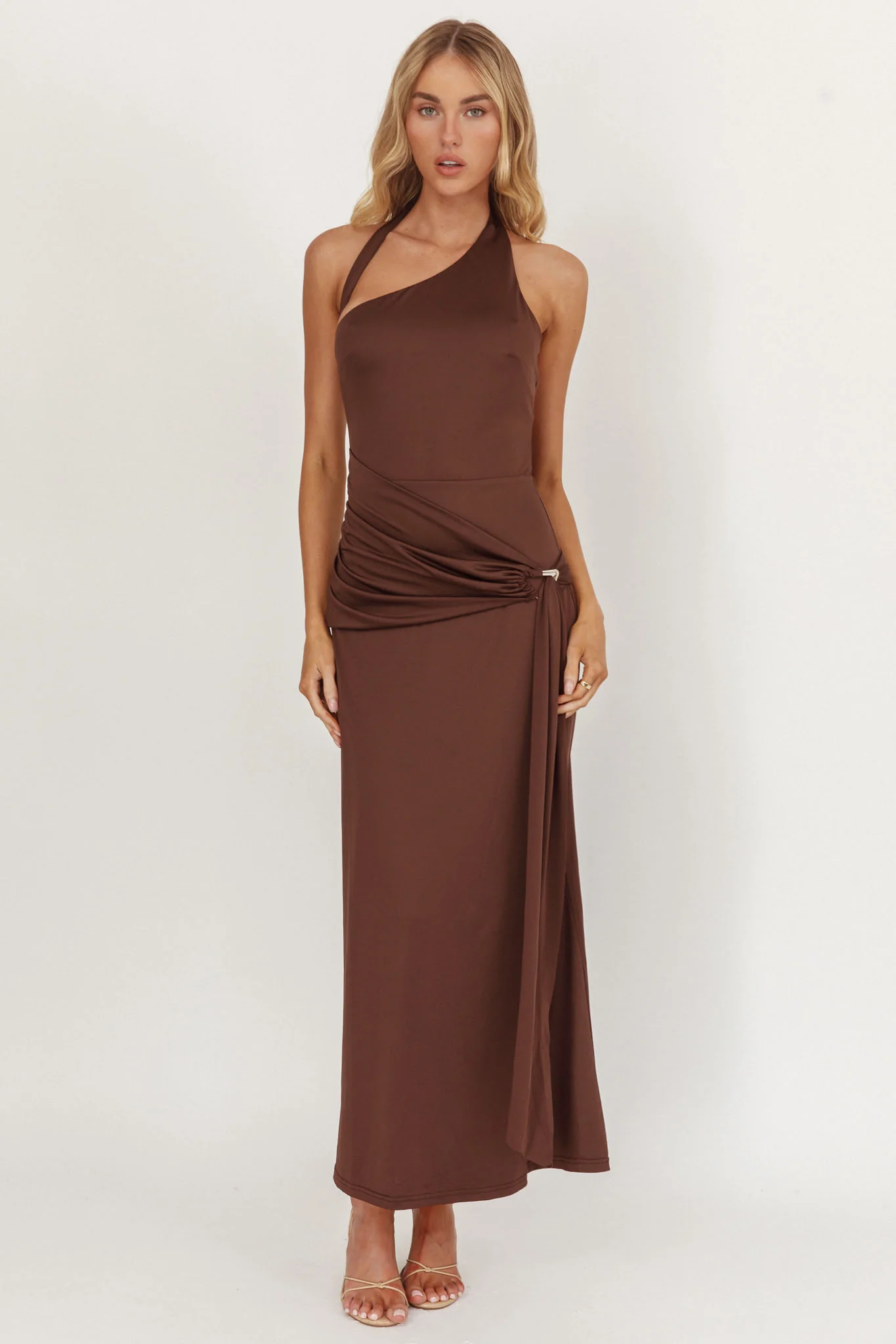 Kimbra Waist Sash Midi Dress Chocolate - Image 4