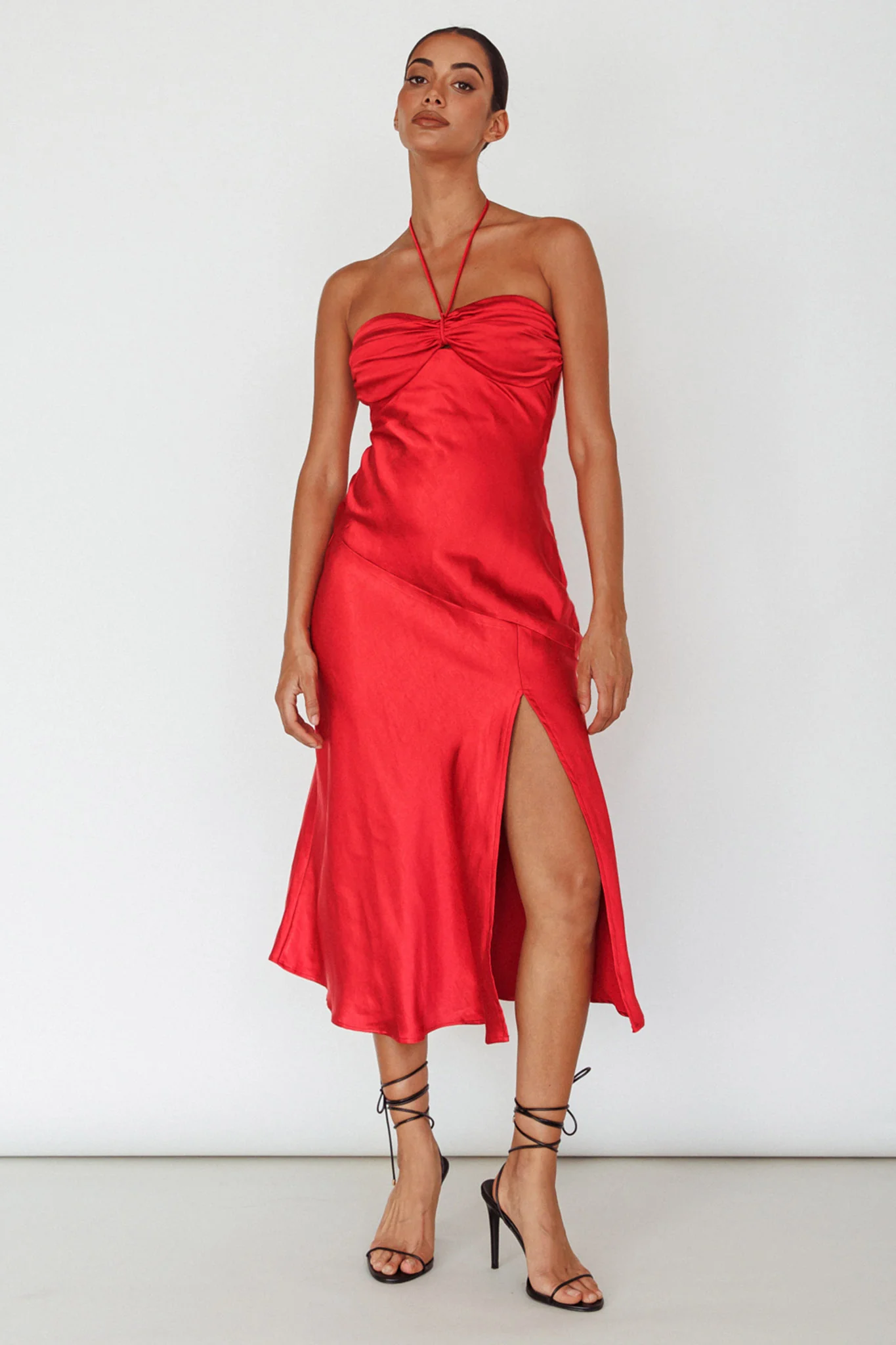 Kindred Spirit Strapless Gathered Bust Midi Dress Red - Image 7