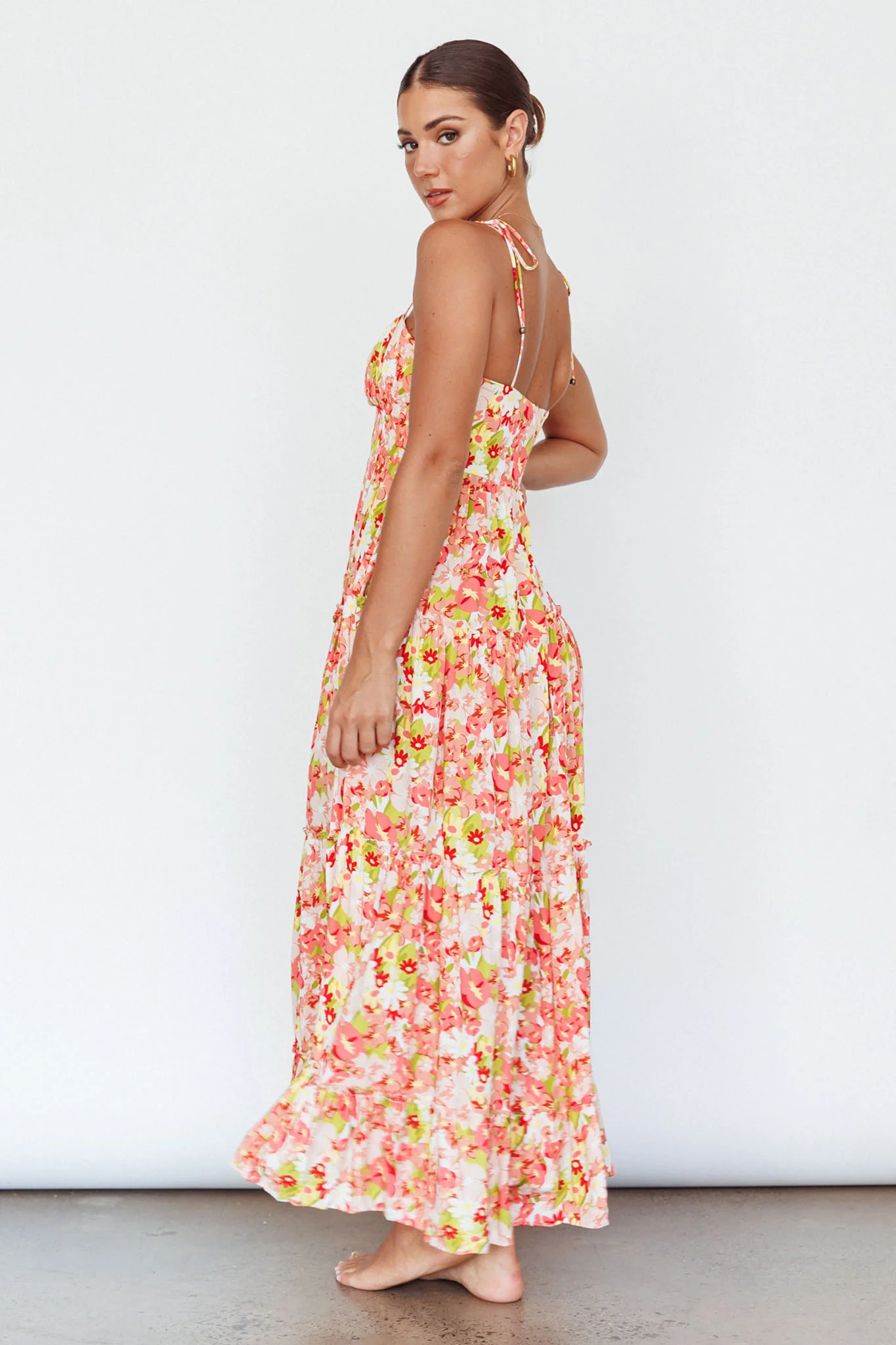 Kinlee Lace-Up Bodice Maxi Dress Floral Pink - Image 6