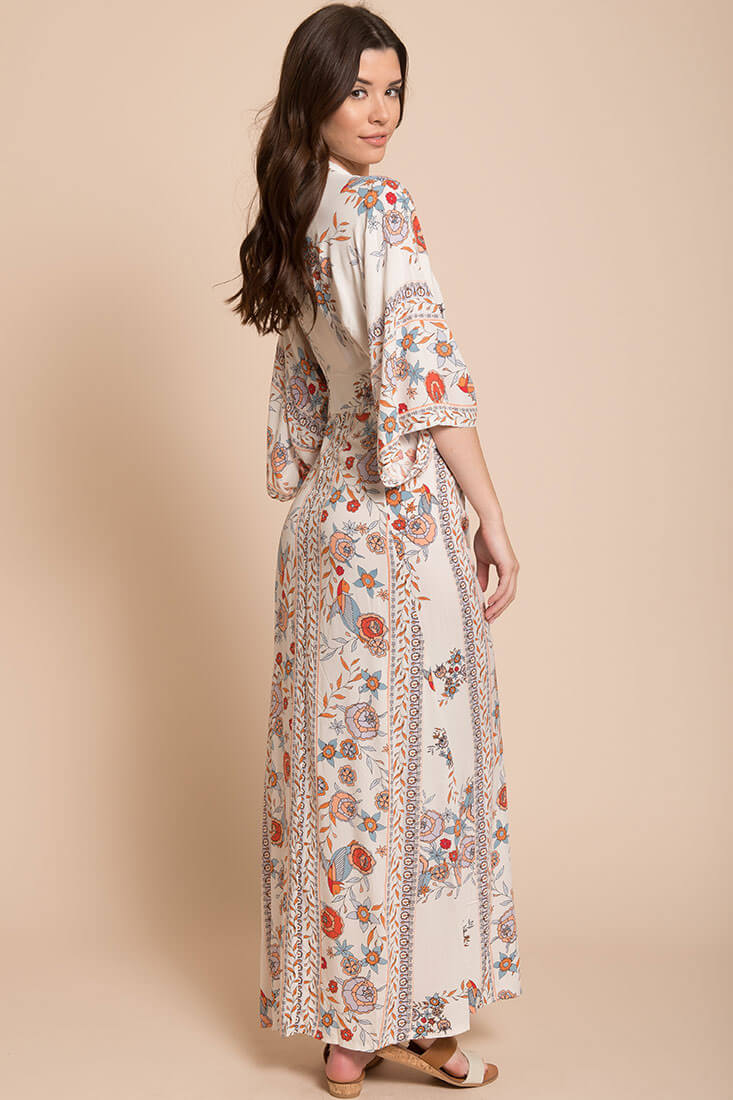 Kira Boho Floral Maxi Dress Orange - Image 5