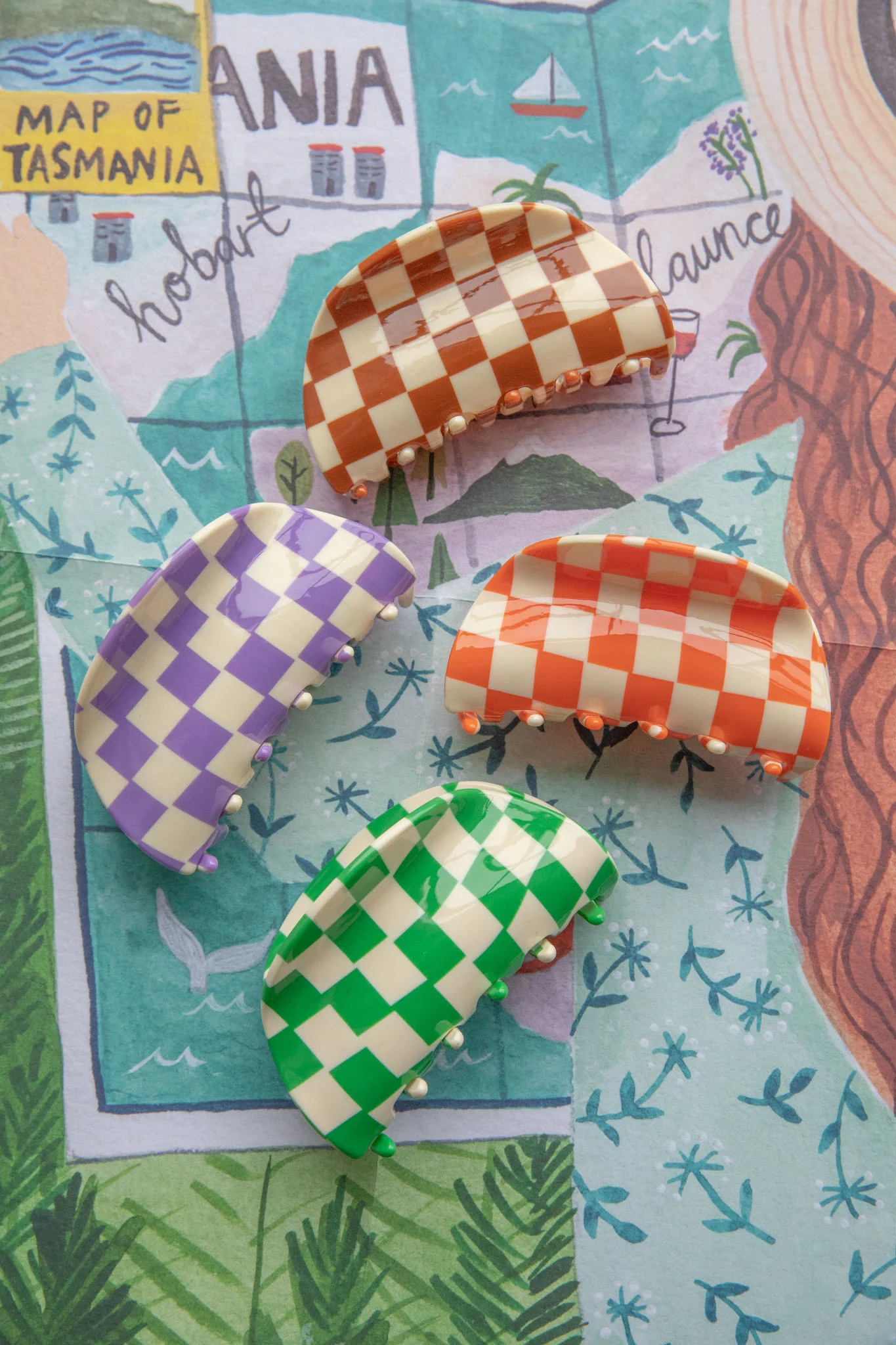 Kitsch Checkered Hair Clip Brown - Image 2