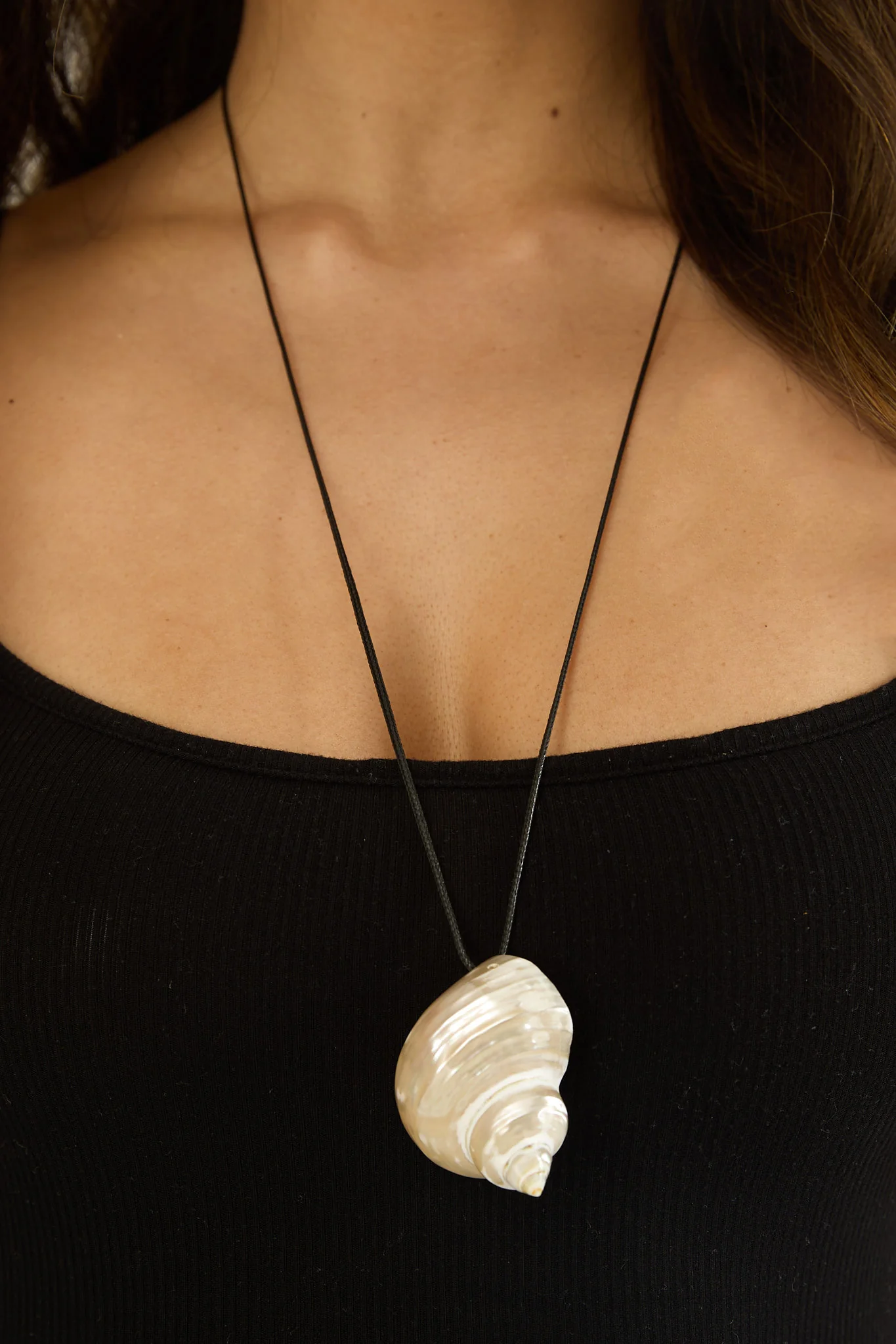 Krista Long Pendant Necklace Ivory Shell - Image 2