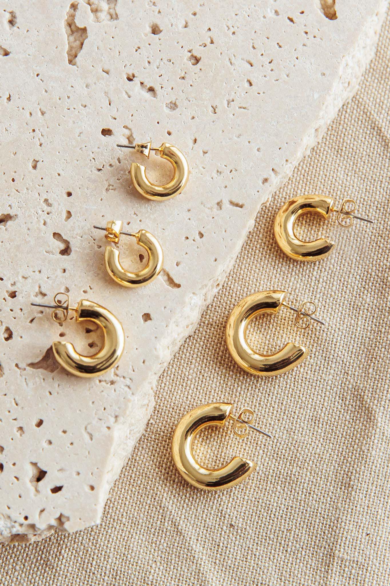 Kya Chunky Half-Hoop Set Gold Plated - Image 2