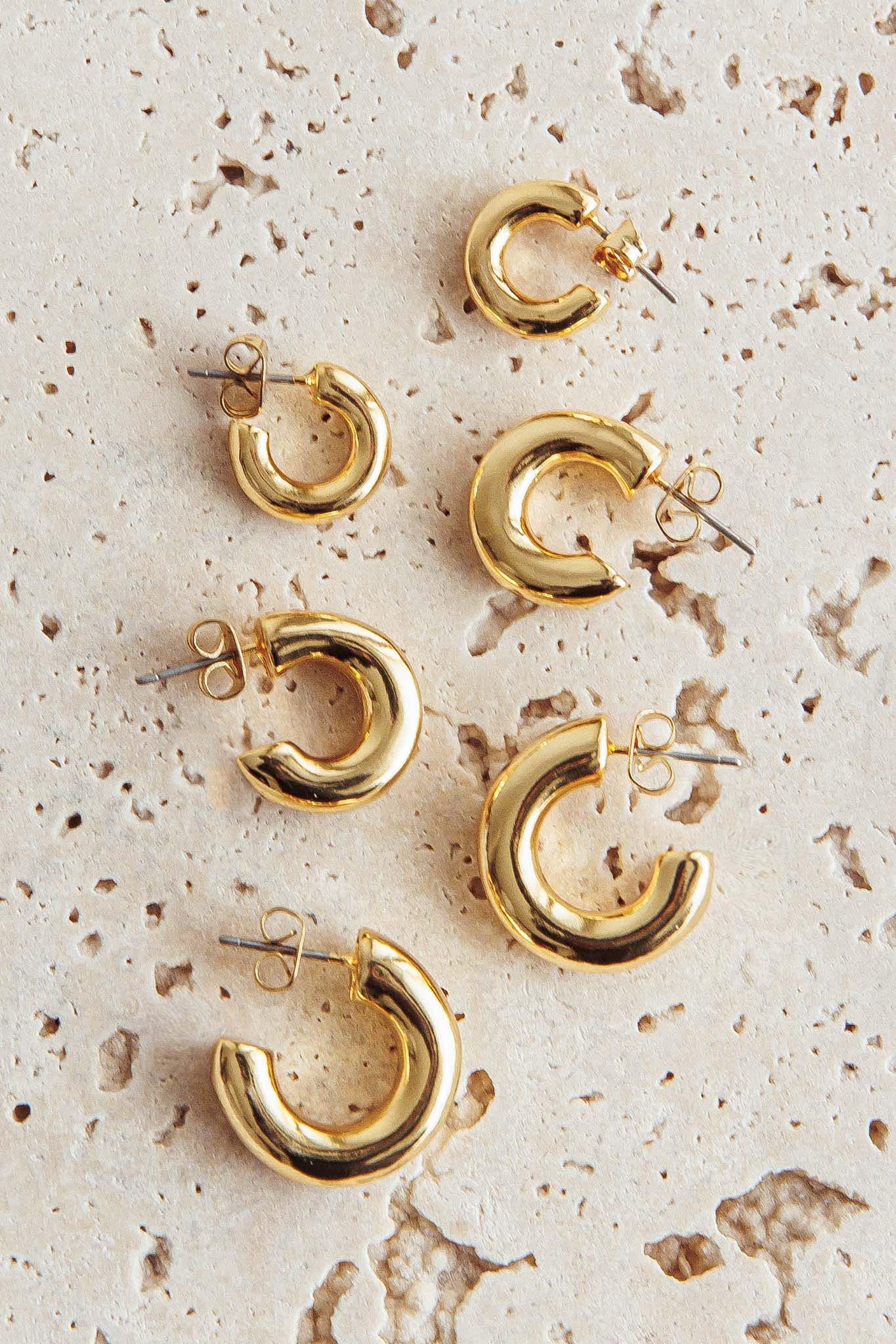 Kya Chunky Half-Hoop Set Gold Plated - Image 3