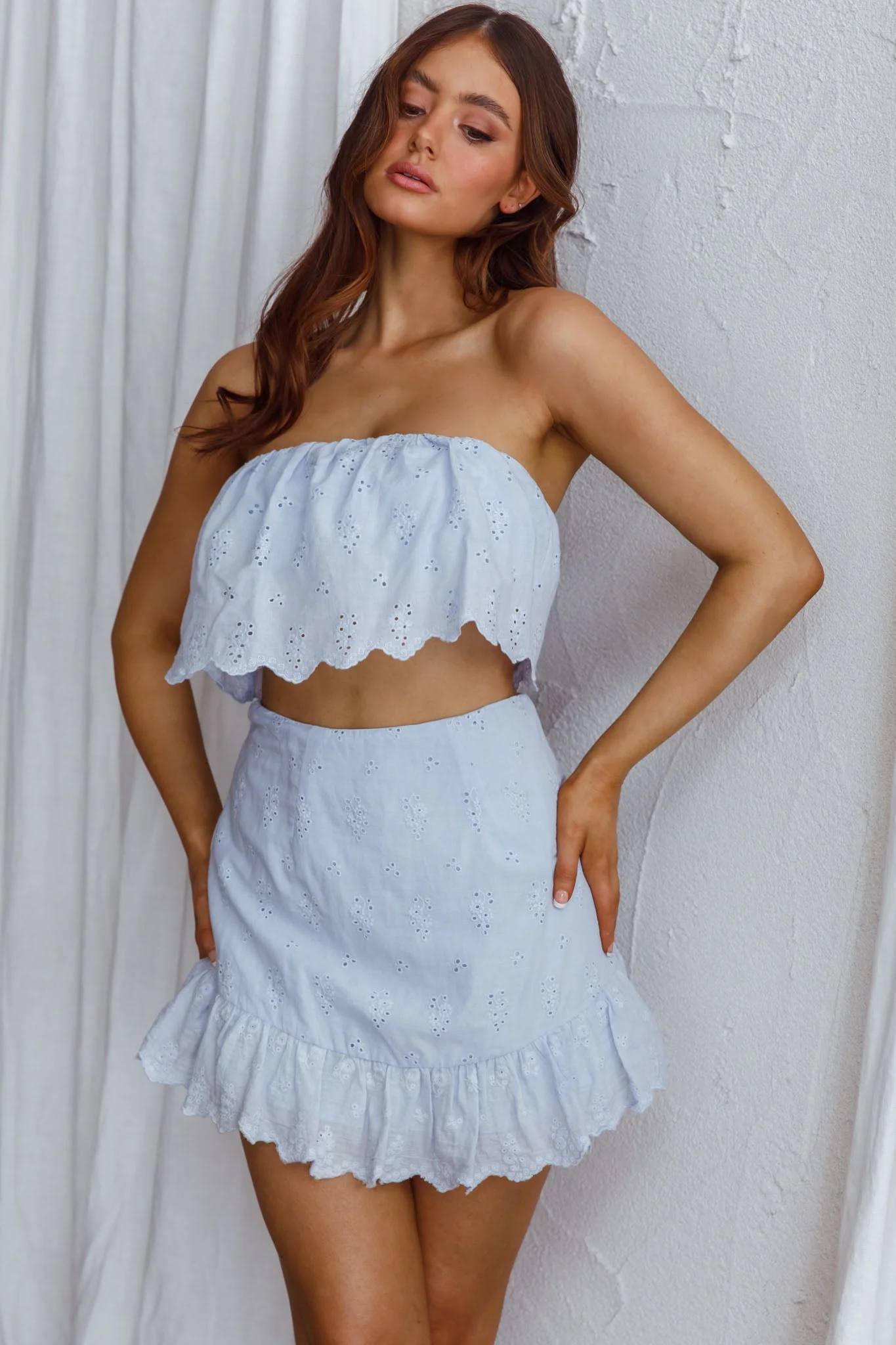 Kyla Scalloped Hem Mini Skirt Blue - Image 4