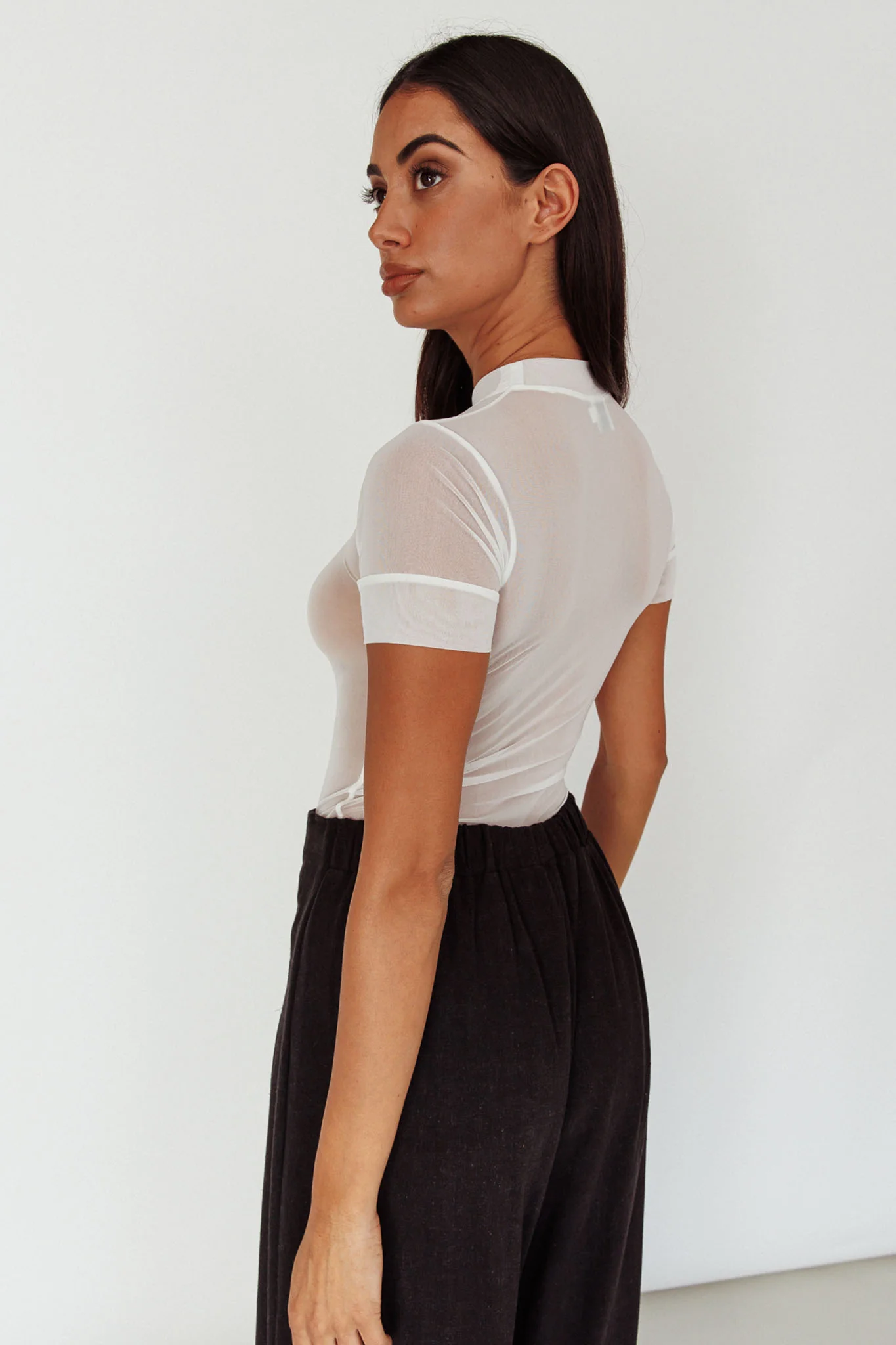 Kyoto Sheer Short Sleeve Bodysuit White - Image 2