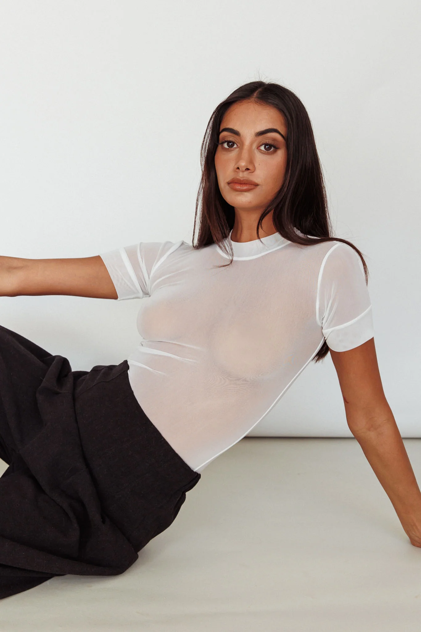 Kyoto Sheer Short Sleeve Bodysuit White - Image 4