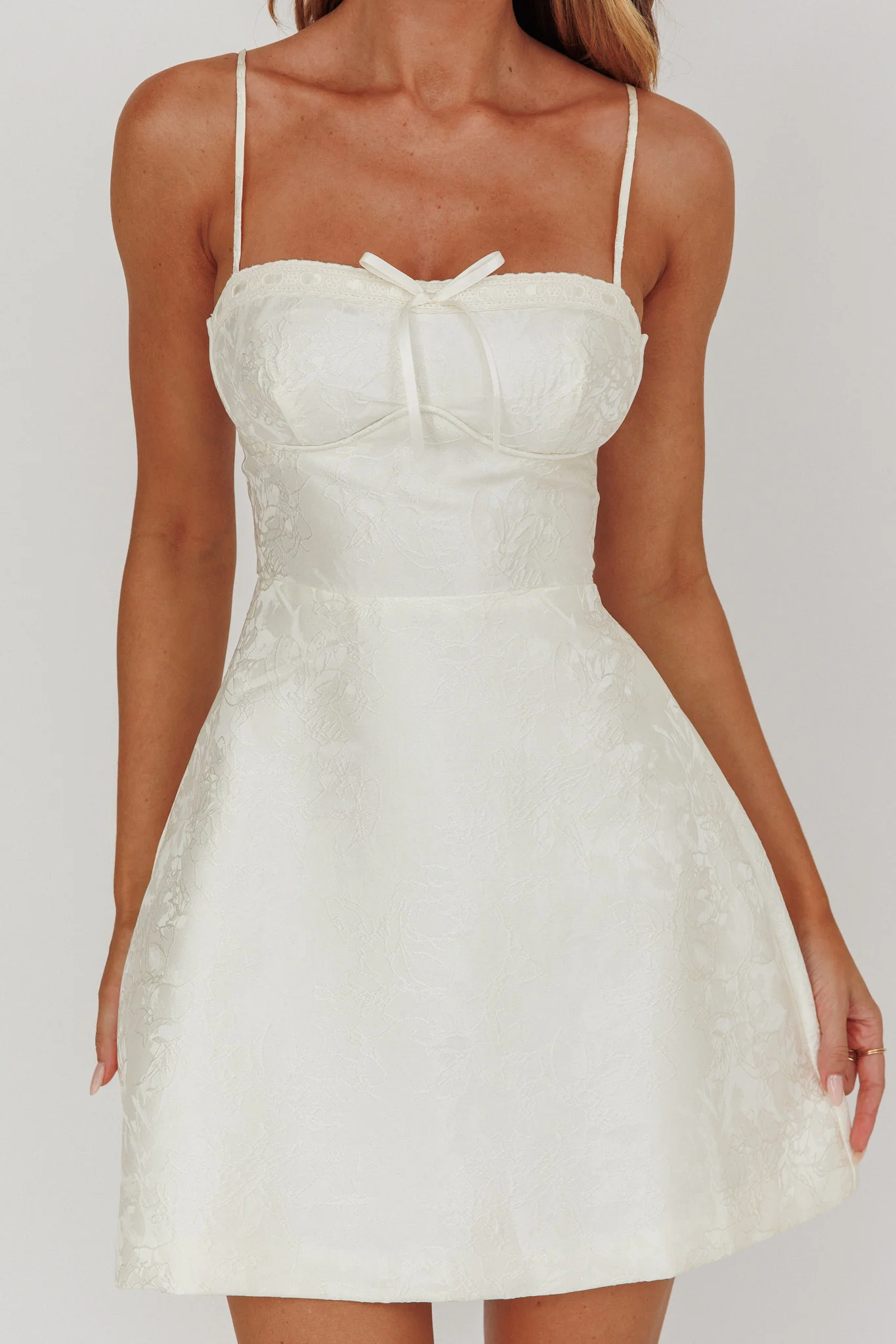 Kyrah Lace-Up Back Mini Dress Cream - Image 5