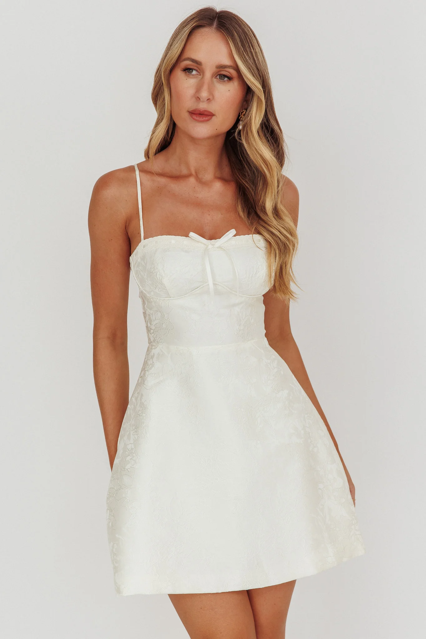 Kyrah Lace-Up Back Mini Dress Cream - Image 6