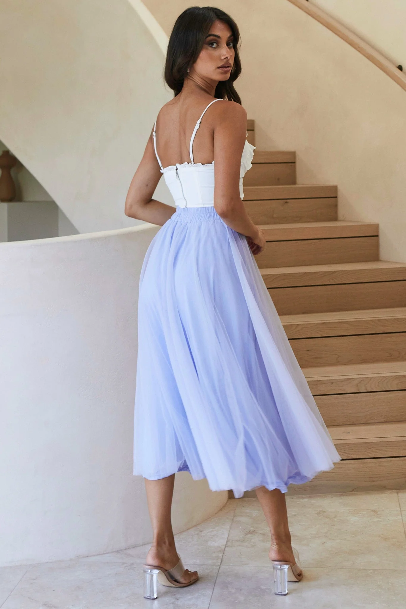 La Seine V-Neckline Frill Trim Crop Top White - Image 3