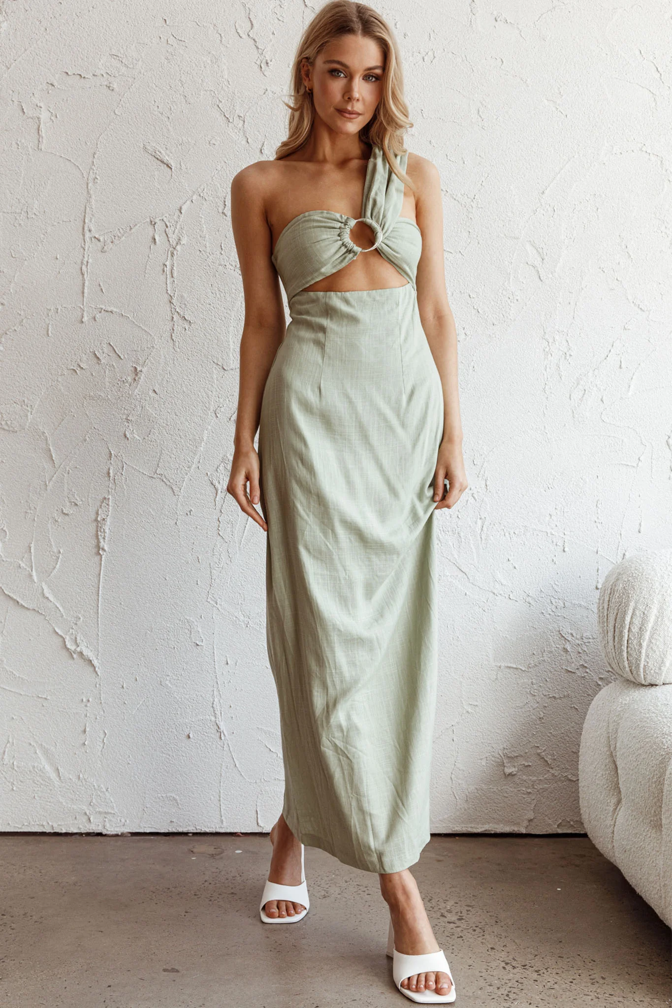 La Sierra Buckle Bust Midi Dress Pistachio - Image 8