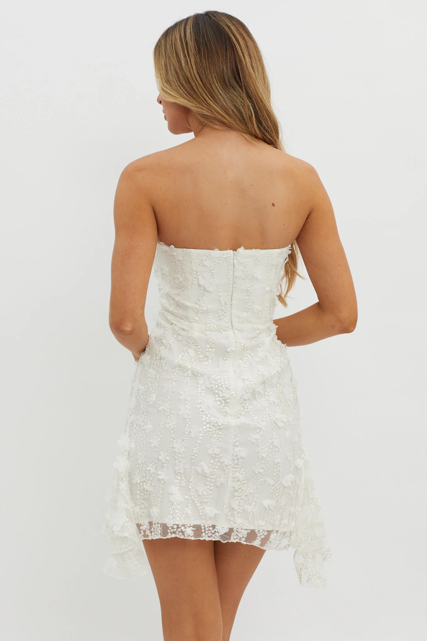 Lacynda Strapless Embellished Mini Dress White - Image 2