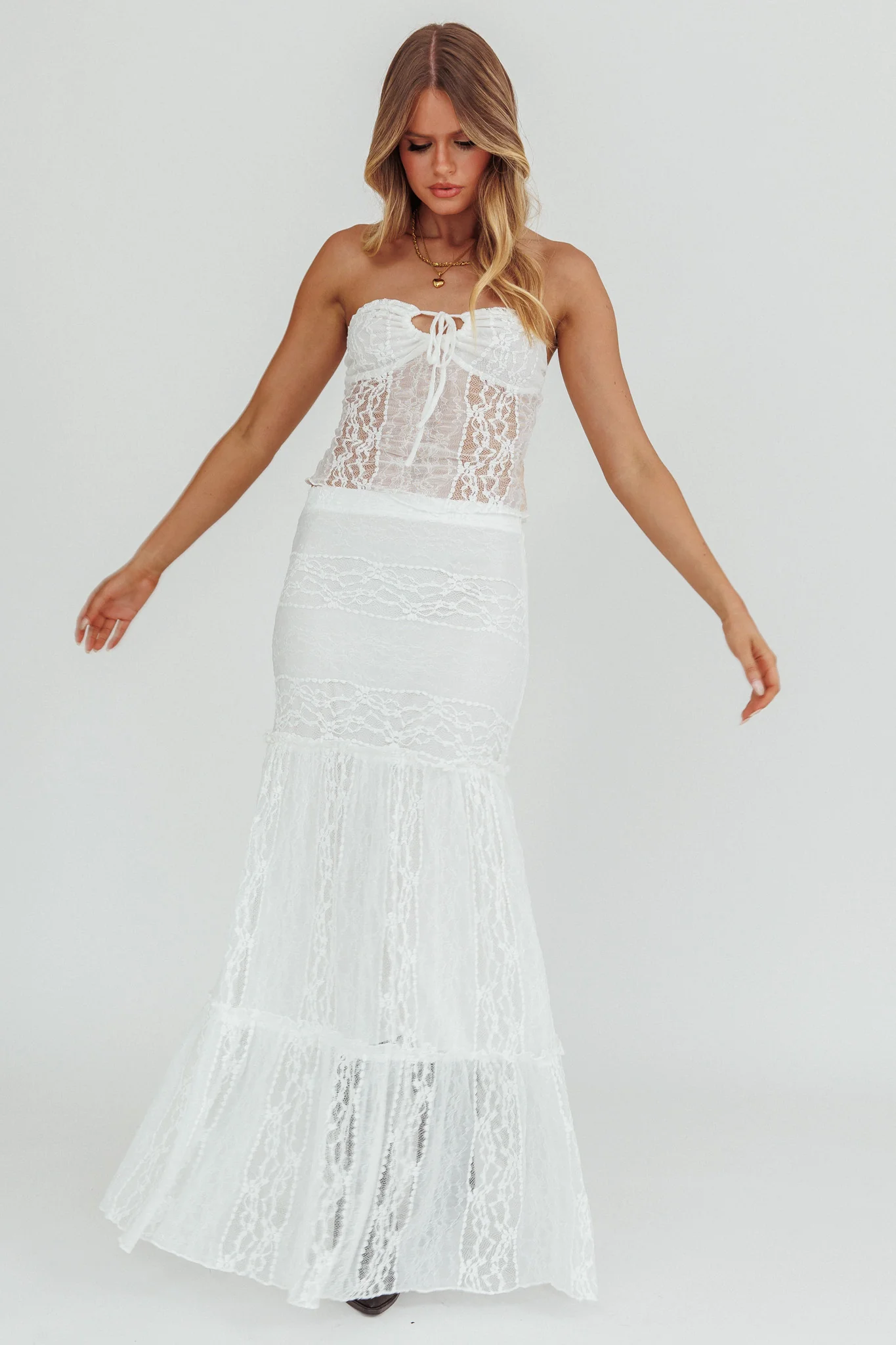 Laganas Maxi Lace Skirt White - Image 2