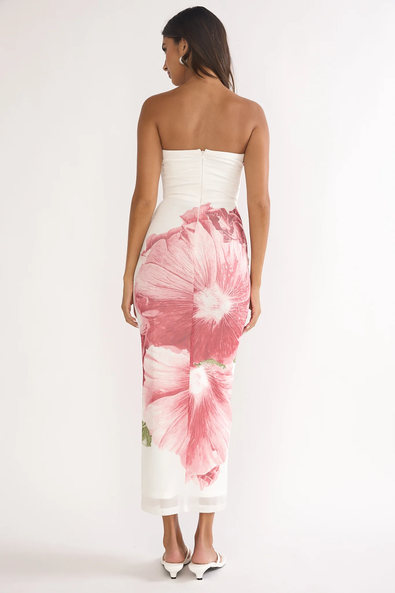 Lahita Strapless Midi Dress Hibiscus Fuchsia - Image 2