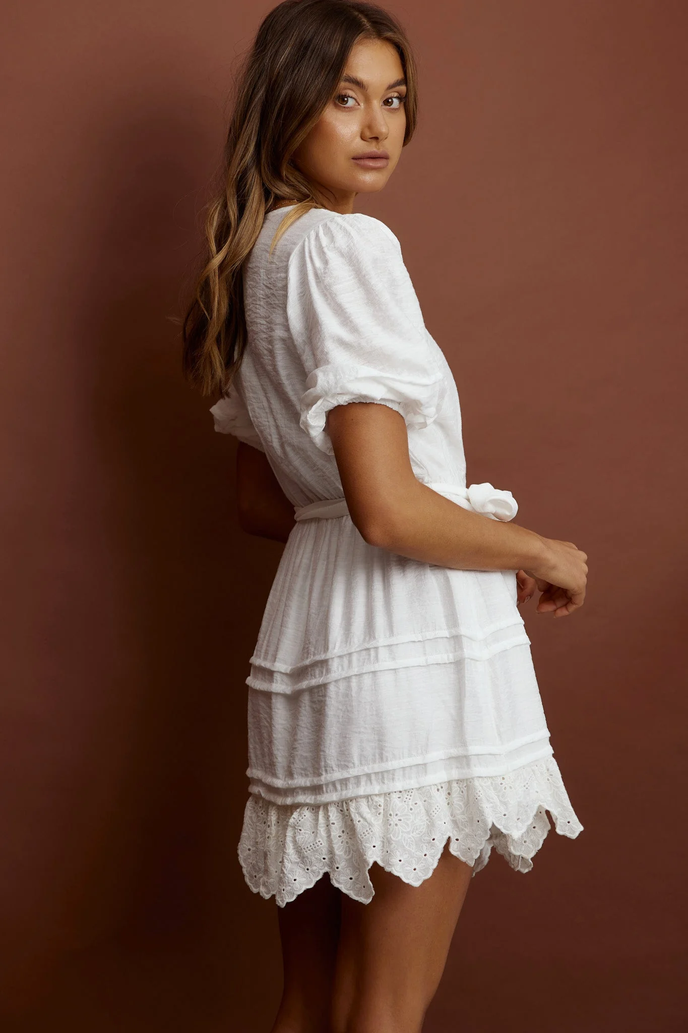 Laiken Waist Tie Pintuck Dress White - Image 3