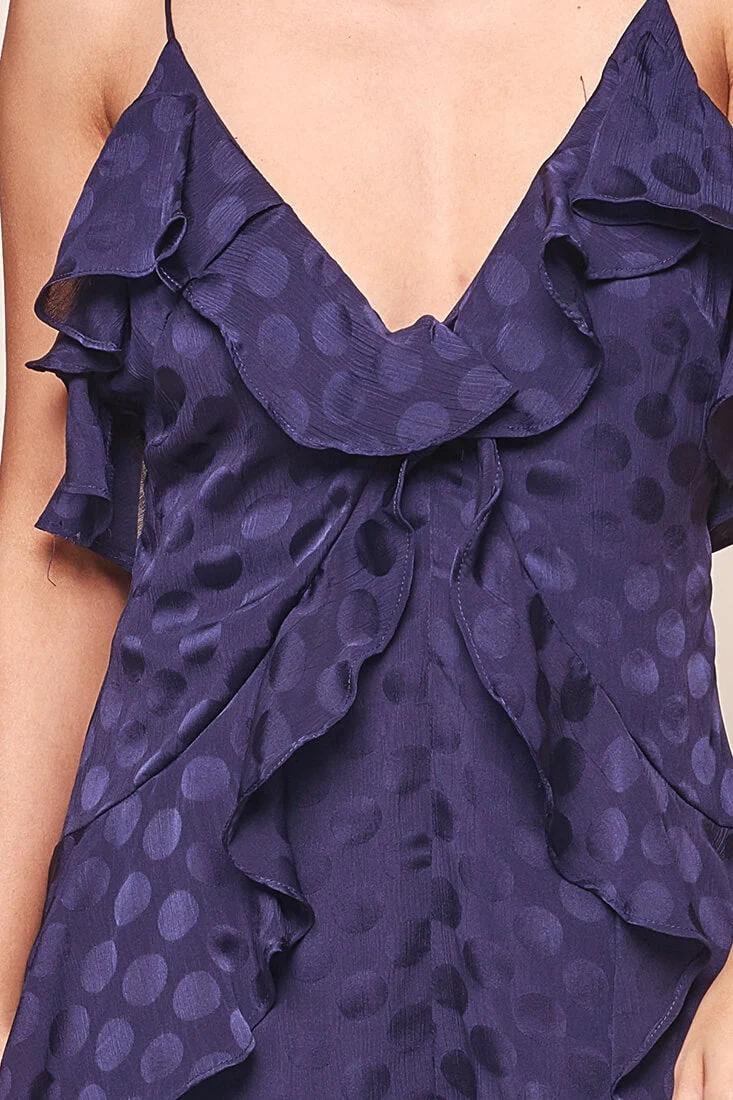 Lais Ruffled Polka Dot Romper Navy - Image 6