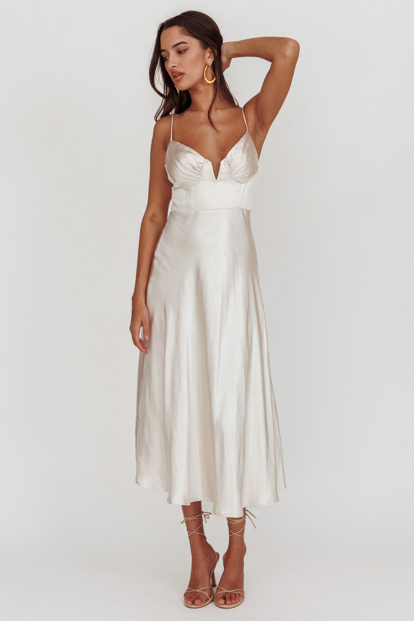 Lake Como A-Line Midi Dress Champagne - Image 3