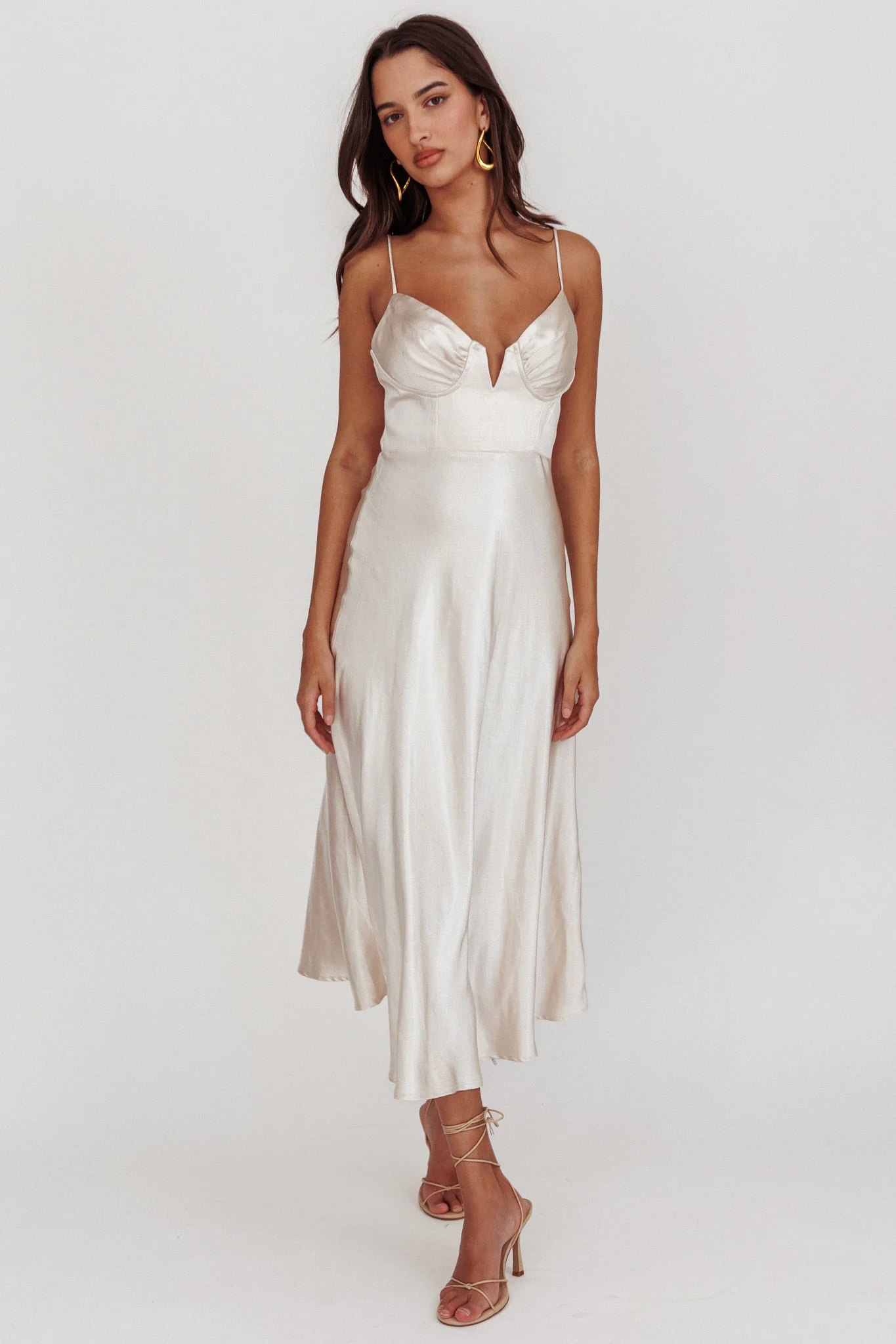 Lake Como A-Line Midi Dress Champagne - Image 5