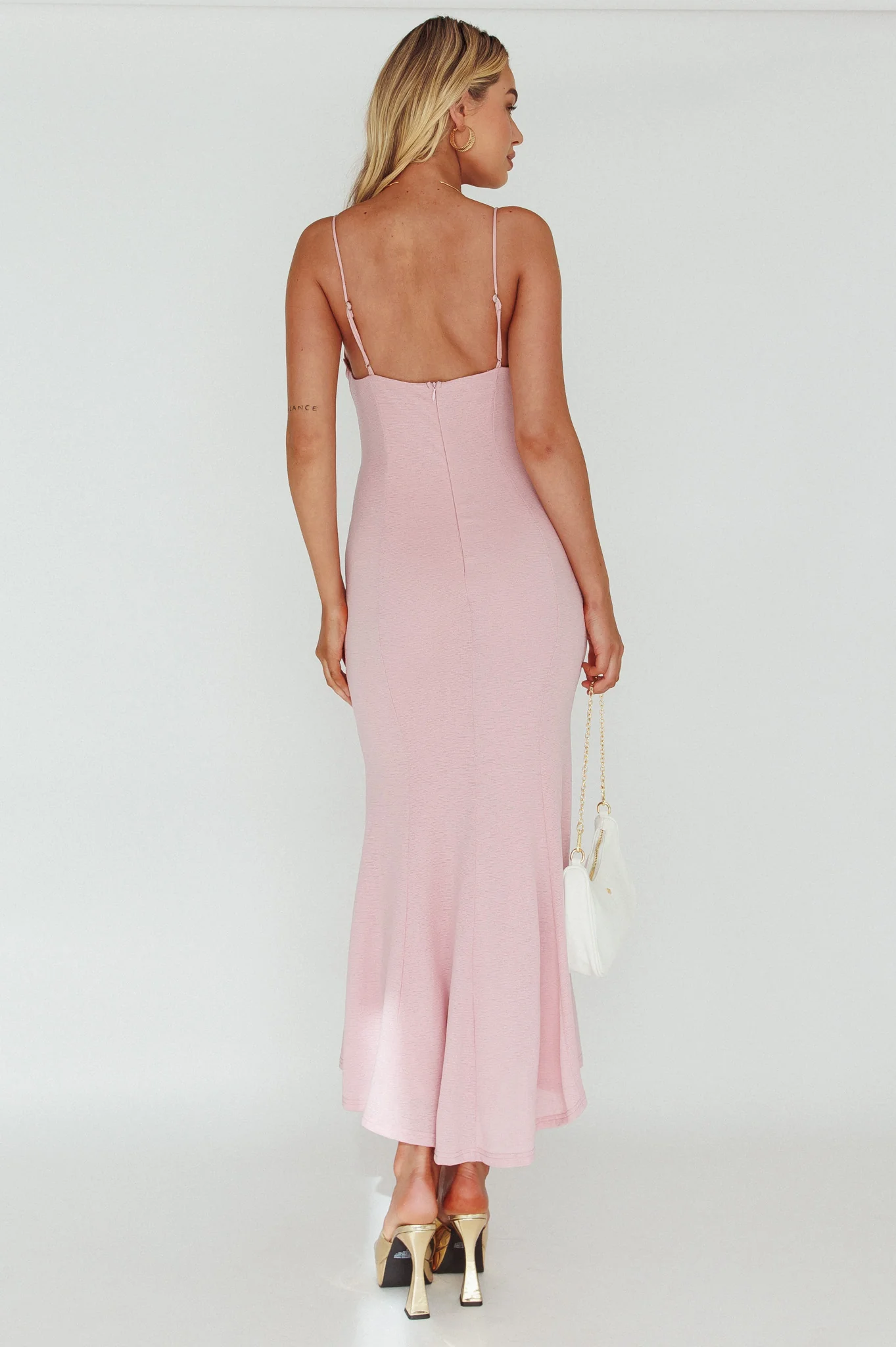 Lake Como Bodycon Maxi Dress Pink - Image 2