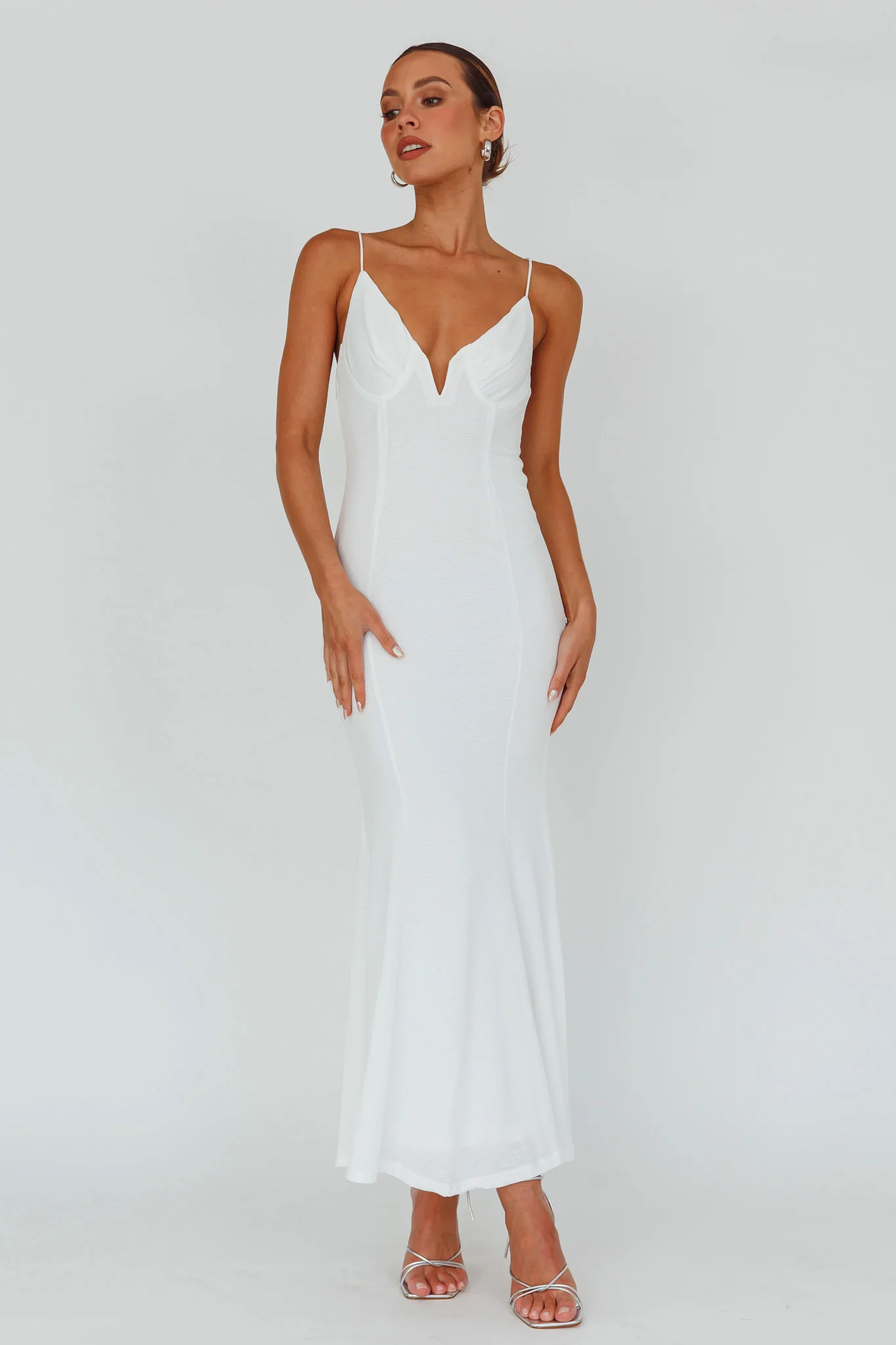 Lake Como Bodycon Maxi Dress White - Image 3