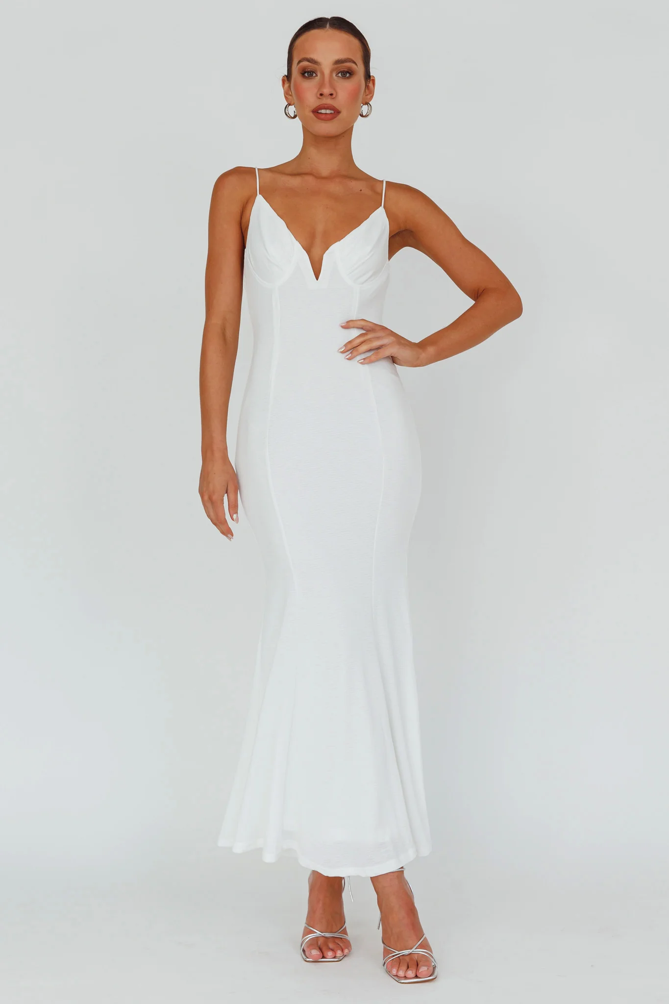 Lake Como Bodycon Maxi Dress White - Image 5