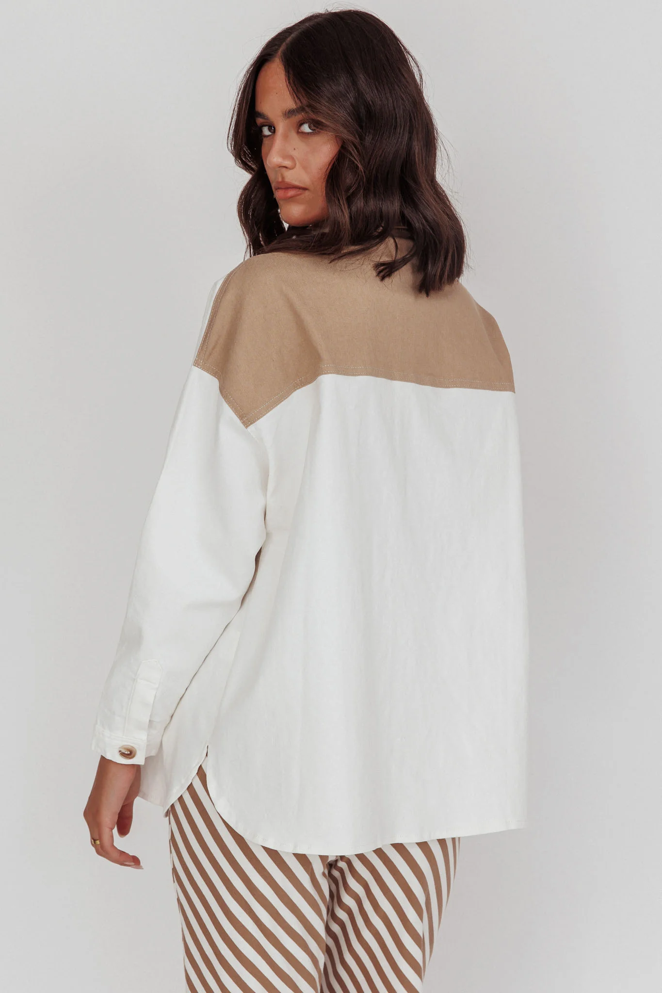 Lake Days Chest Pocket Shirt White Beige - Image 3