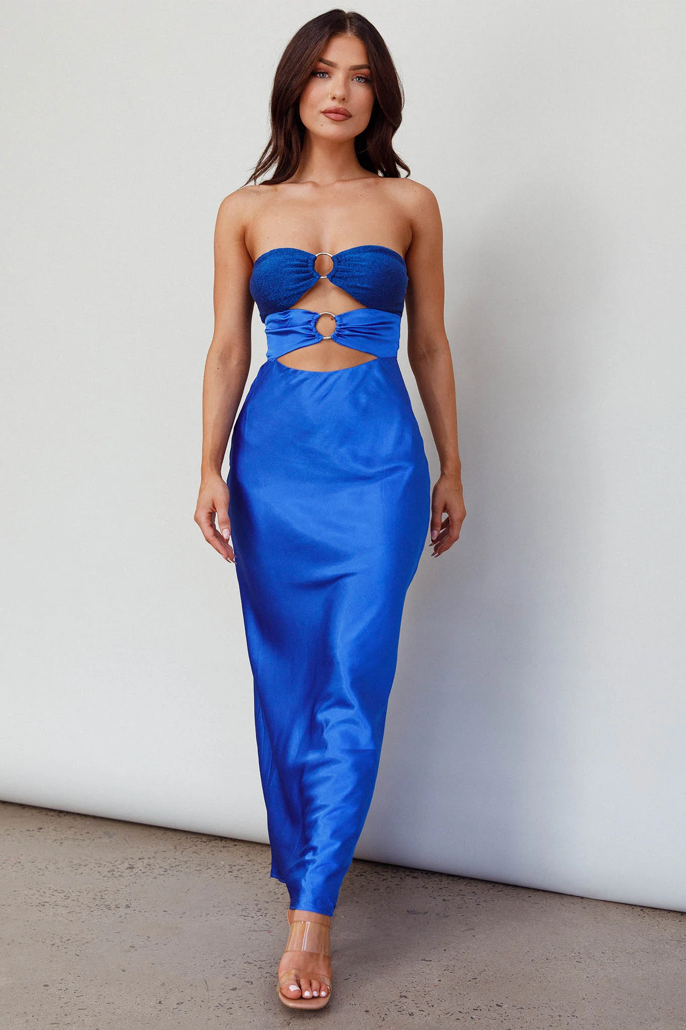 L'Amore Cut-Out Bodice Midi Dress Deep Blue - Image 5