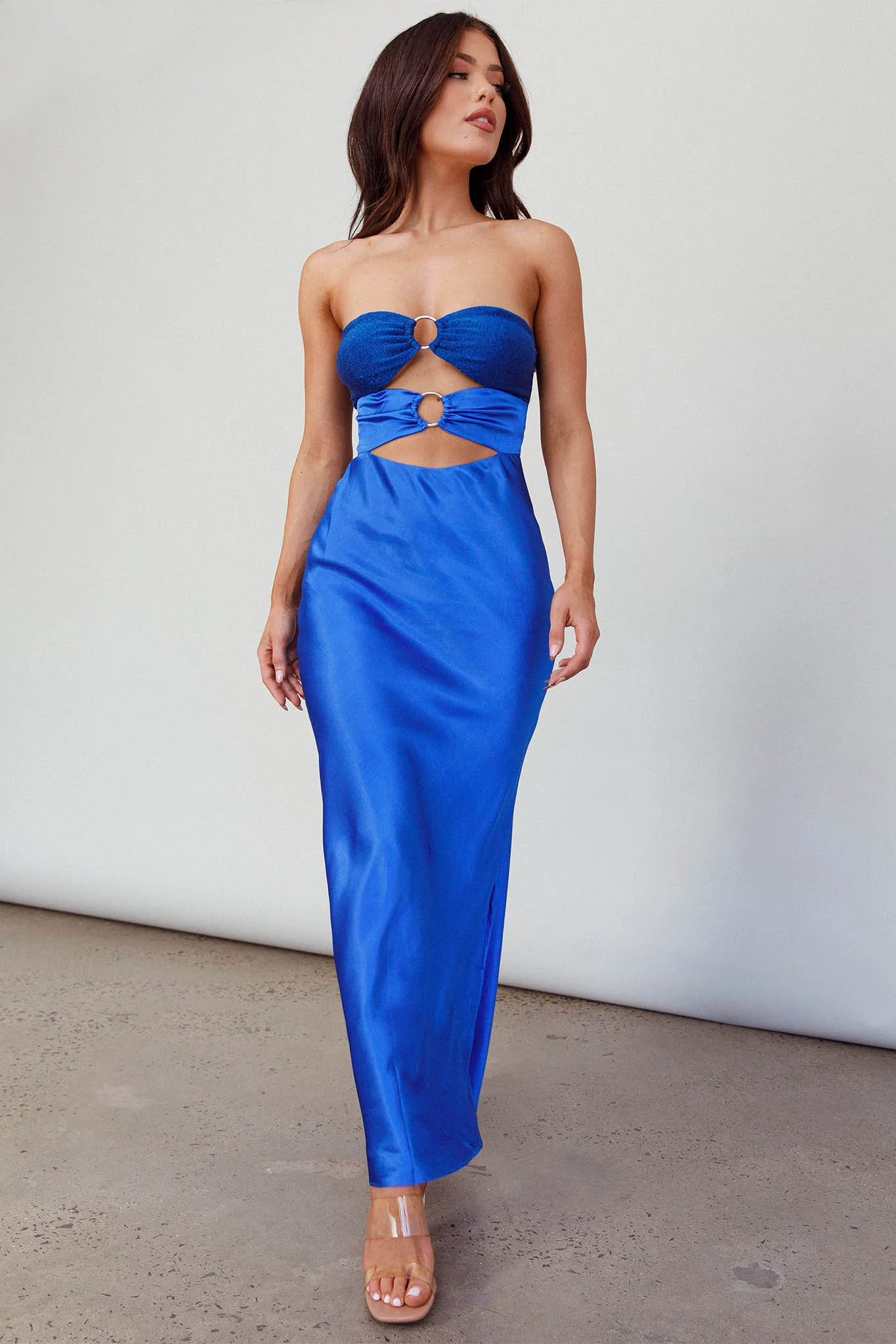 L'Amore Cut-Out Bodice Midi Dress Deep Blue - Image 6