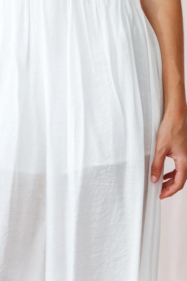 Laney Wide Leg Ruffle Detail Jumpsuit White - Image 5