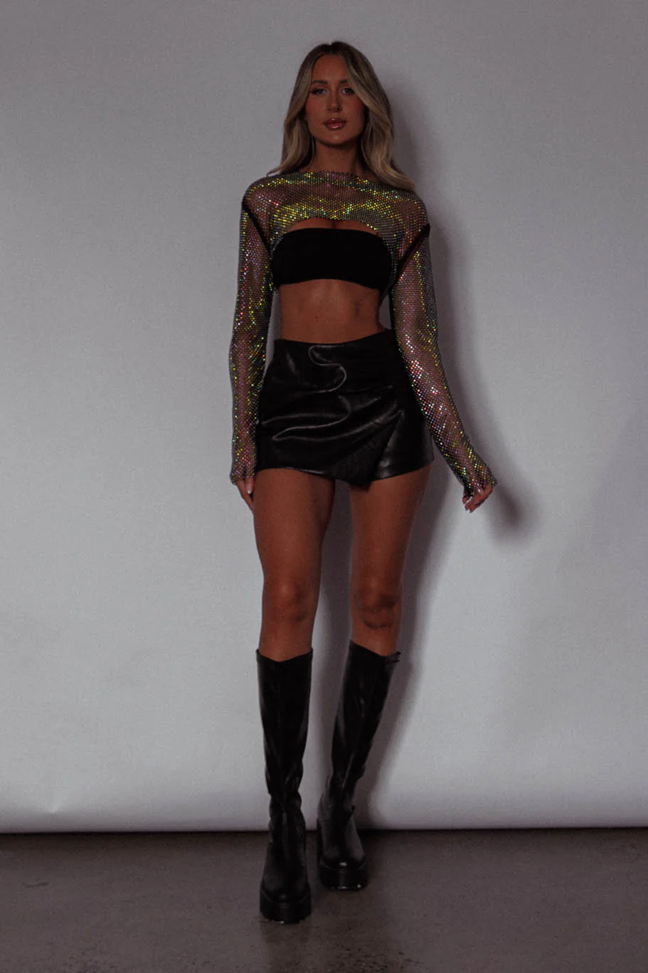 Last Call Fishnet Crop Top Black - Image 5